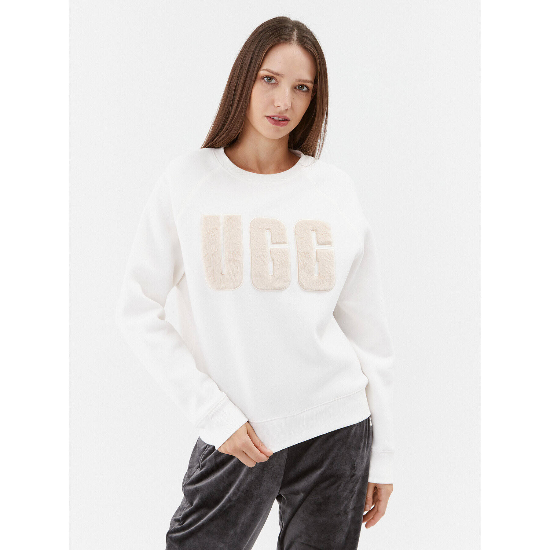 Ugg Mikina Madeline Fuzzy Logo 1123718 Bílá Regular Fit - Pepit.cz