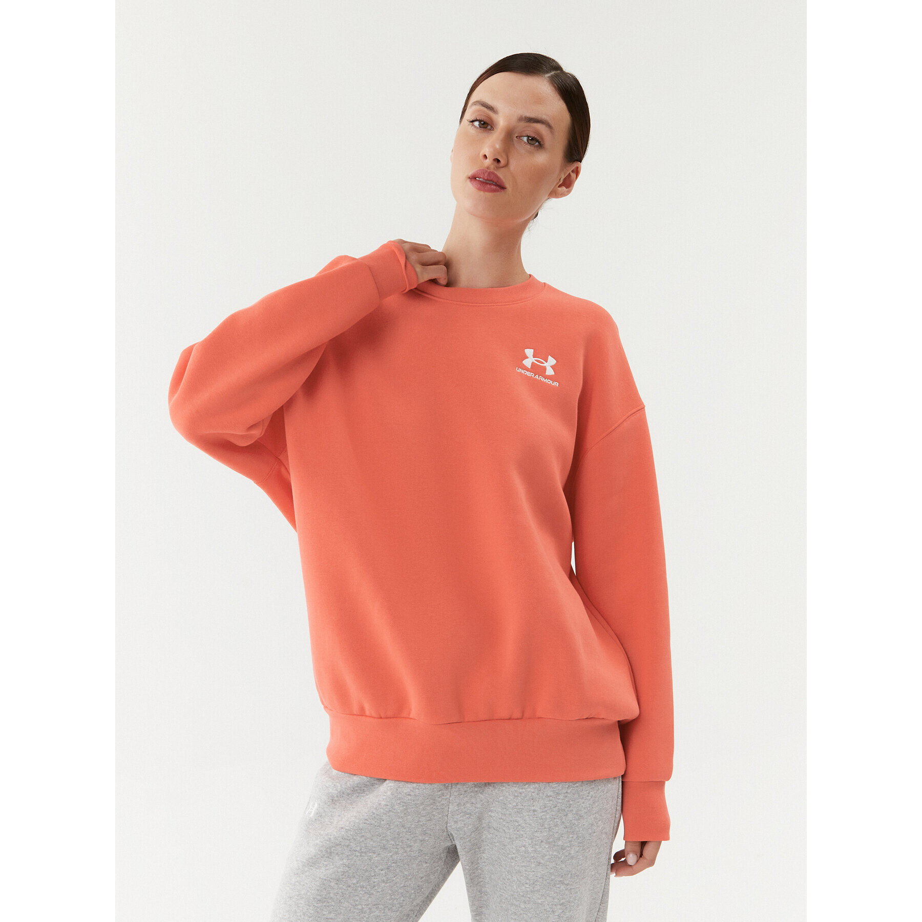 Under Armour Mikina Essential Flc Os Crew 1379475 Červená Loose Fit - Pepit.cz