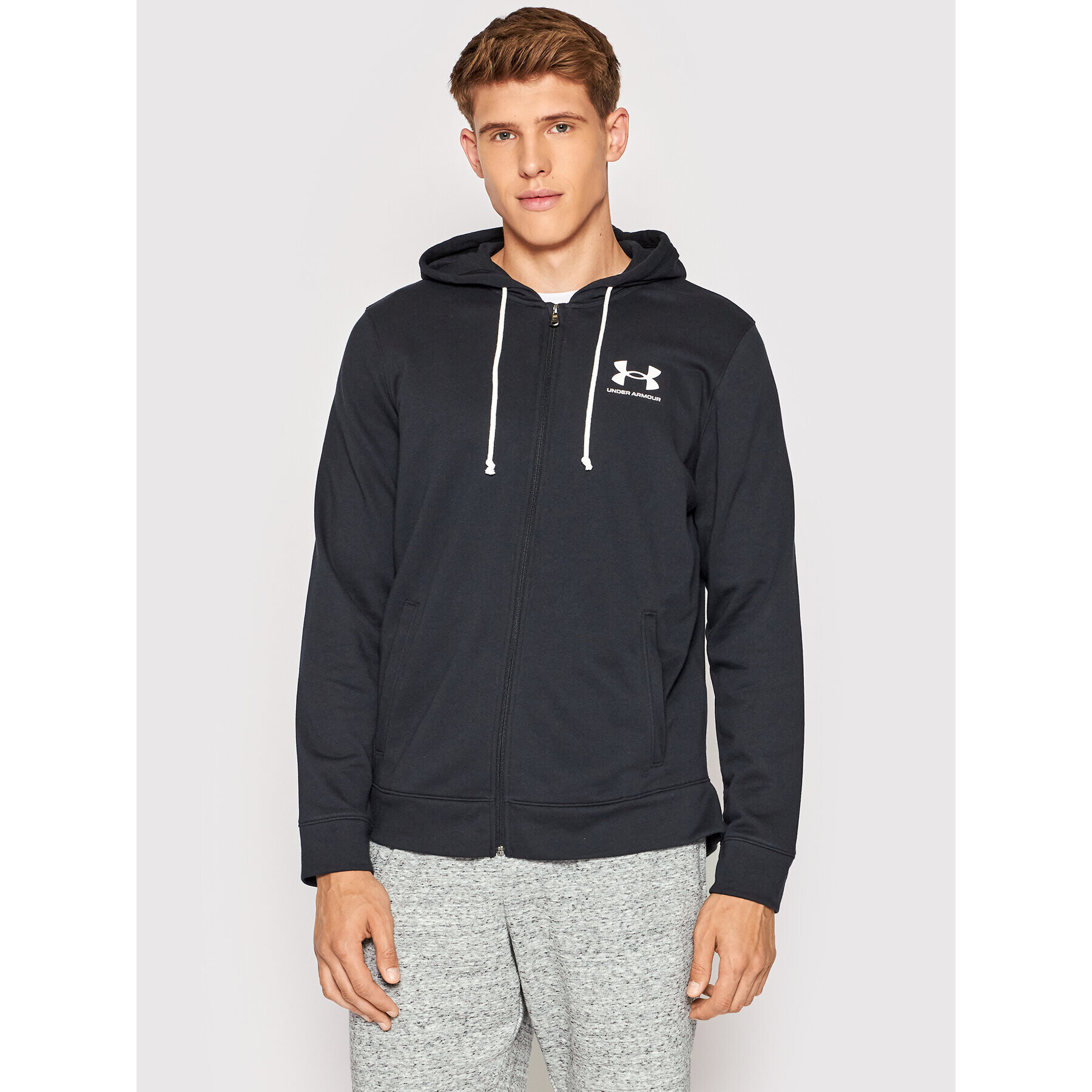 Under Armour Mikina Rival Terry Full-Zip 1370409 Černá Loose Fit - Pepit.cz