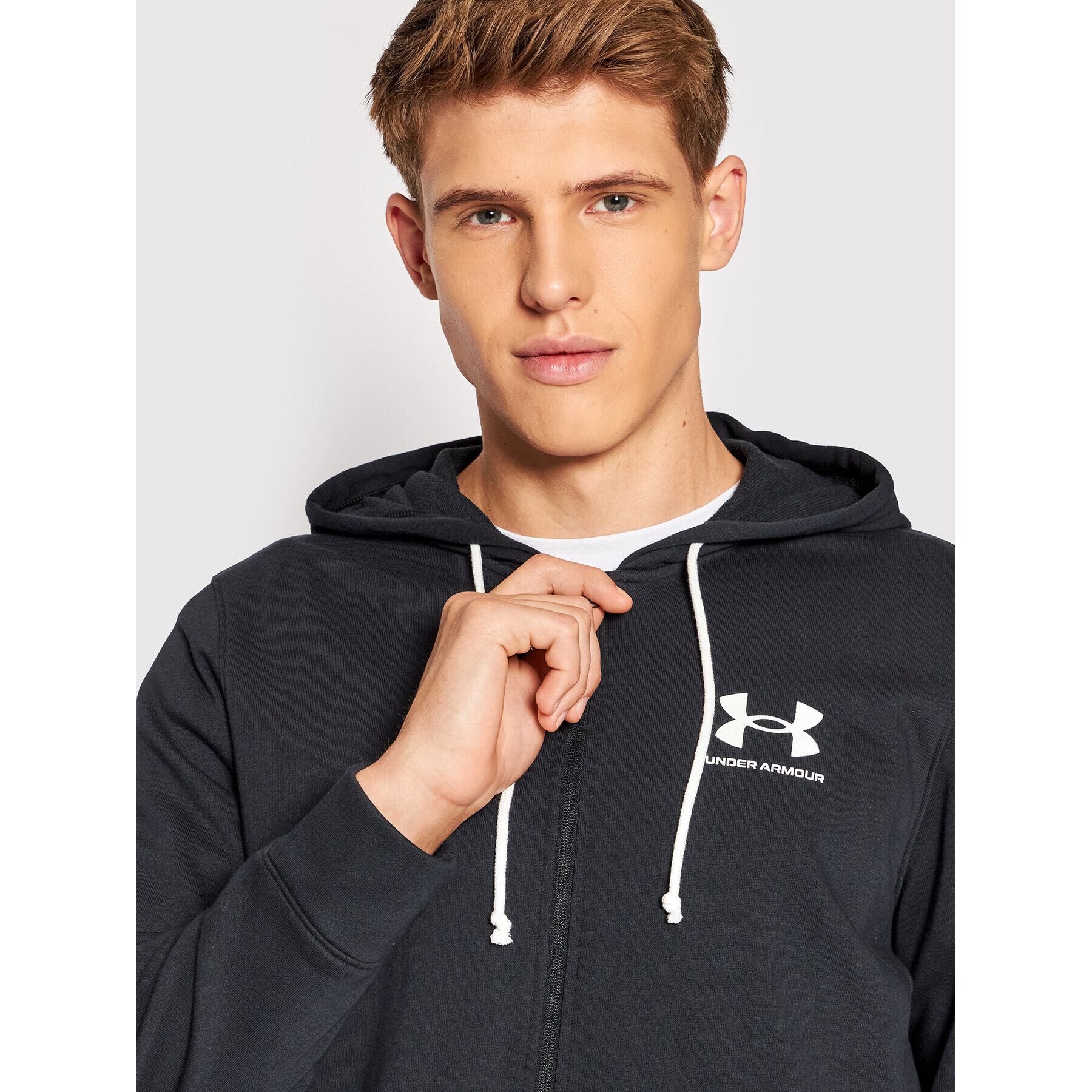 Under Armour Mikina Rival Terry Full-Zip 1370409 Černá Loose Fit - Pepit.cz