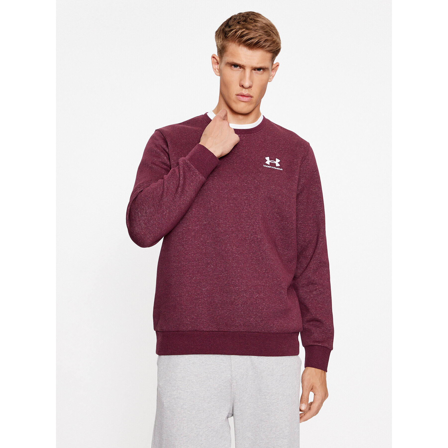 Under Armour Mikina Ua Essential Fleece Crew 1374250 Bordó Loose Fit - Pepit.cz