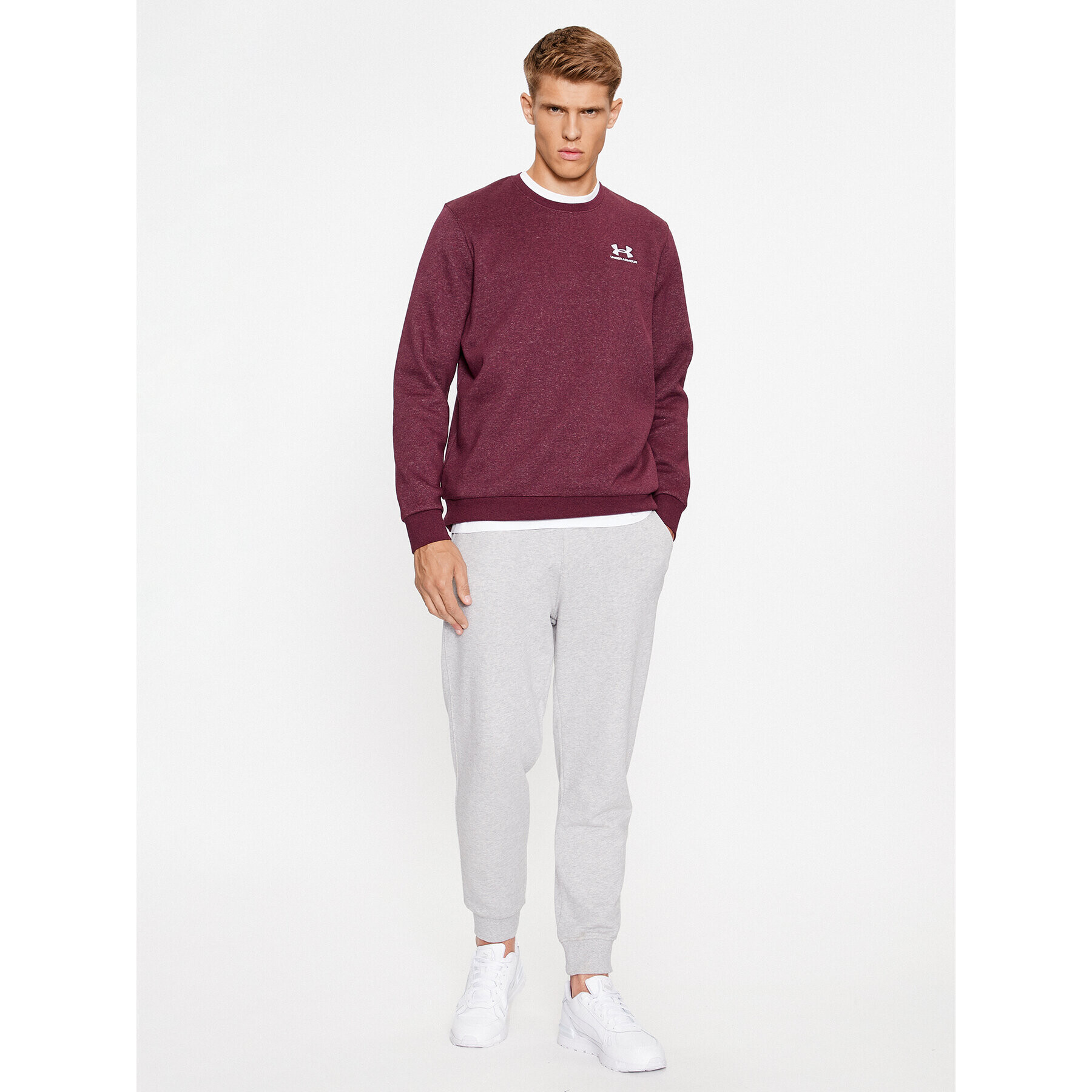 Under Armour Mikina Ua Essential Fleece Crew 1374250 Bordó Loose Fit - Pepit.cz