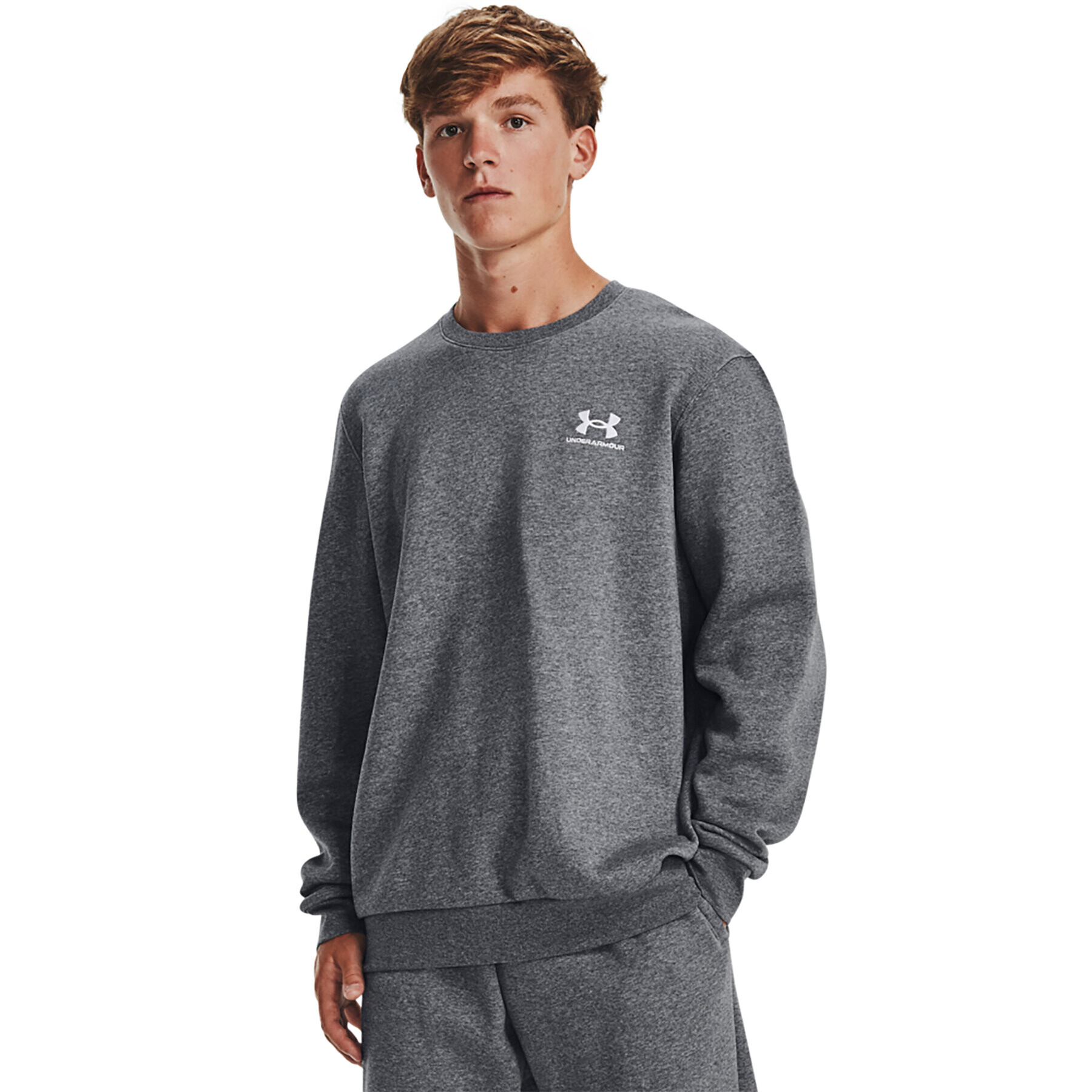 Under Armour Mikina UA Essential Fleece Crew 1374250 Šedá Regular Fit - Pepit.cz