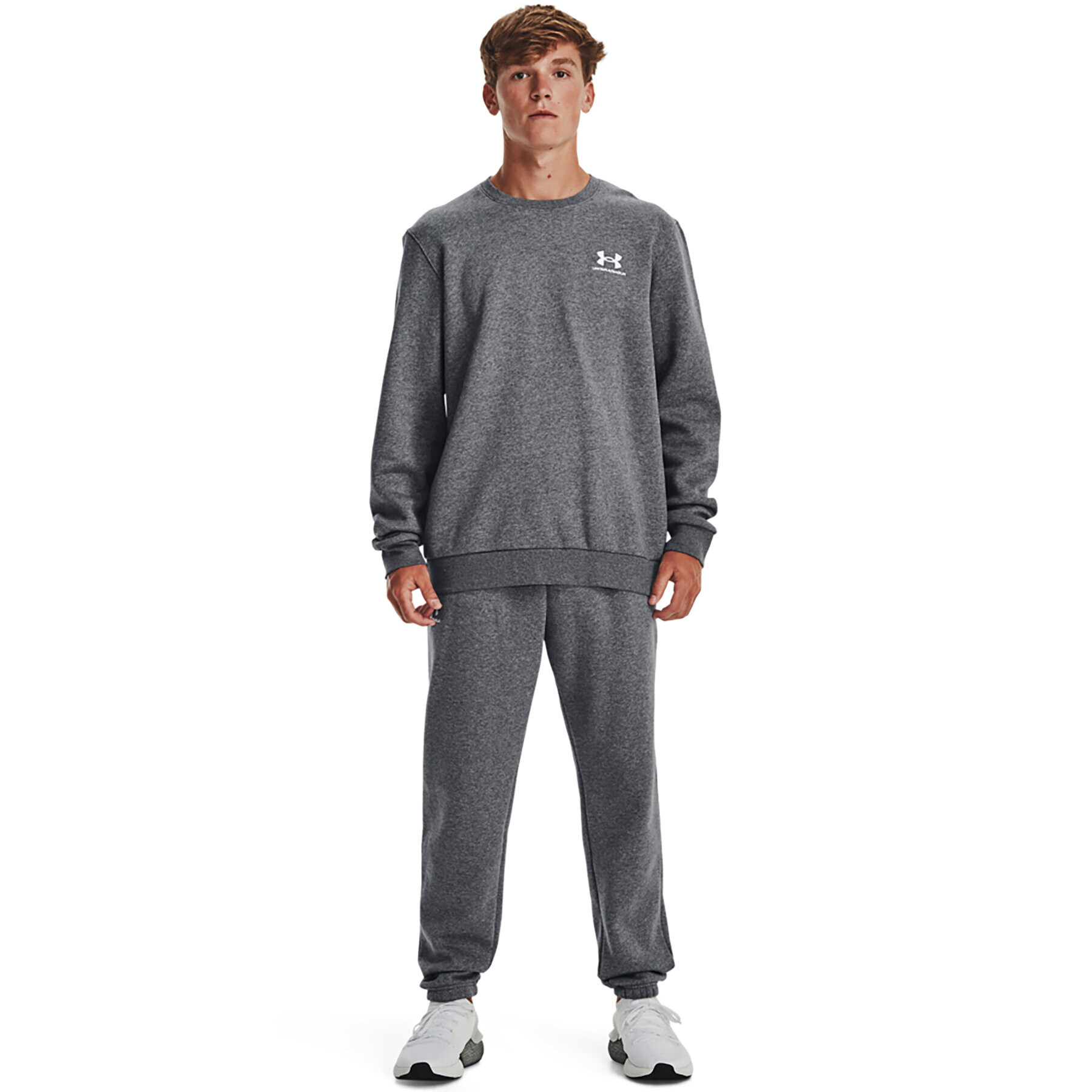 Under Armour Mikina UA Essential Fleece Crew 1374250 Šedá Regular Fit - Pepit.cz