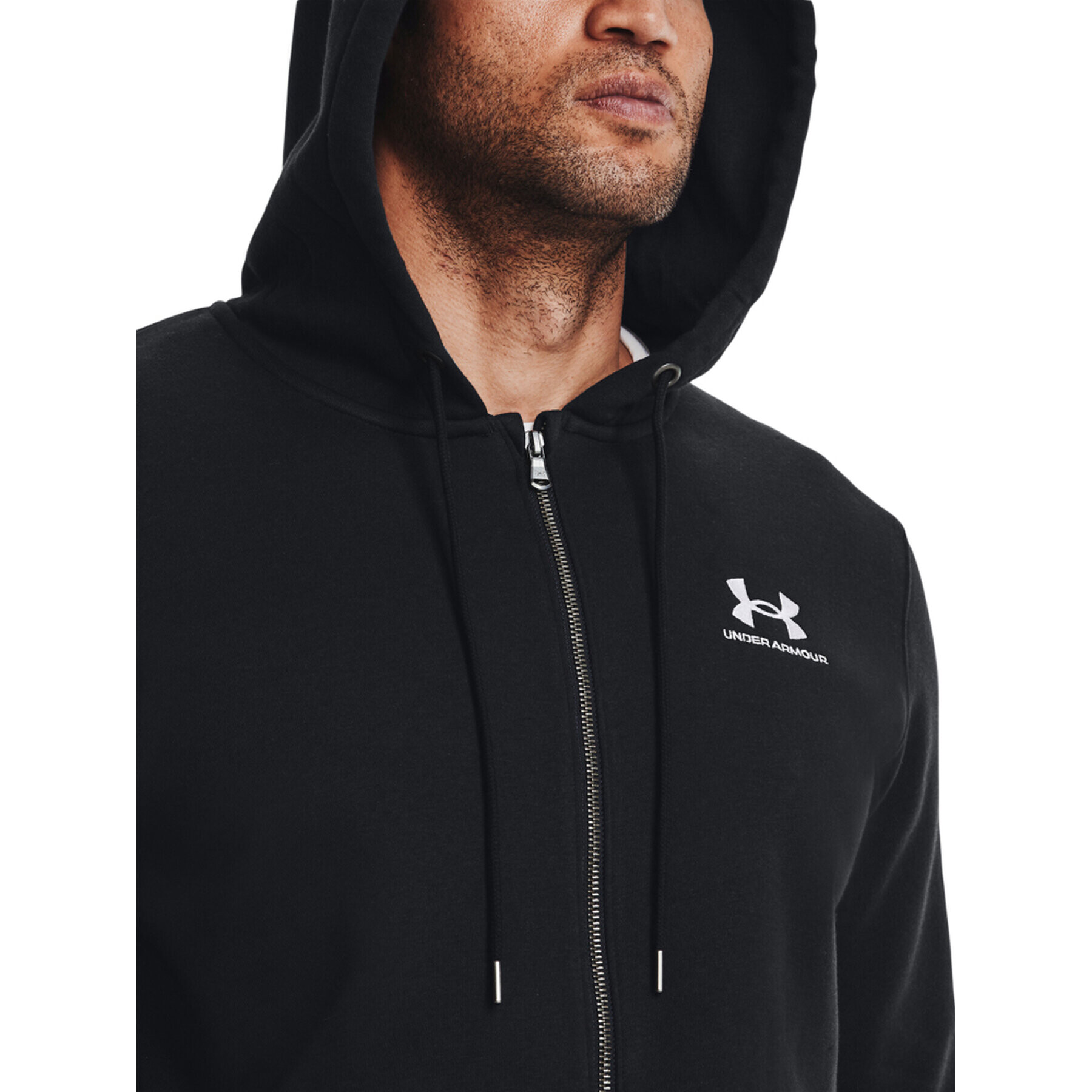 Under Armour Mikina UA Essential Fleece FZ Hood 1373881 Černá Regular Fit - Pepit.cz