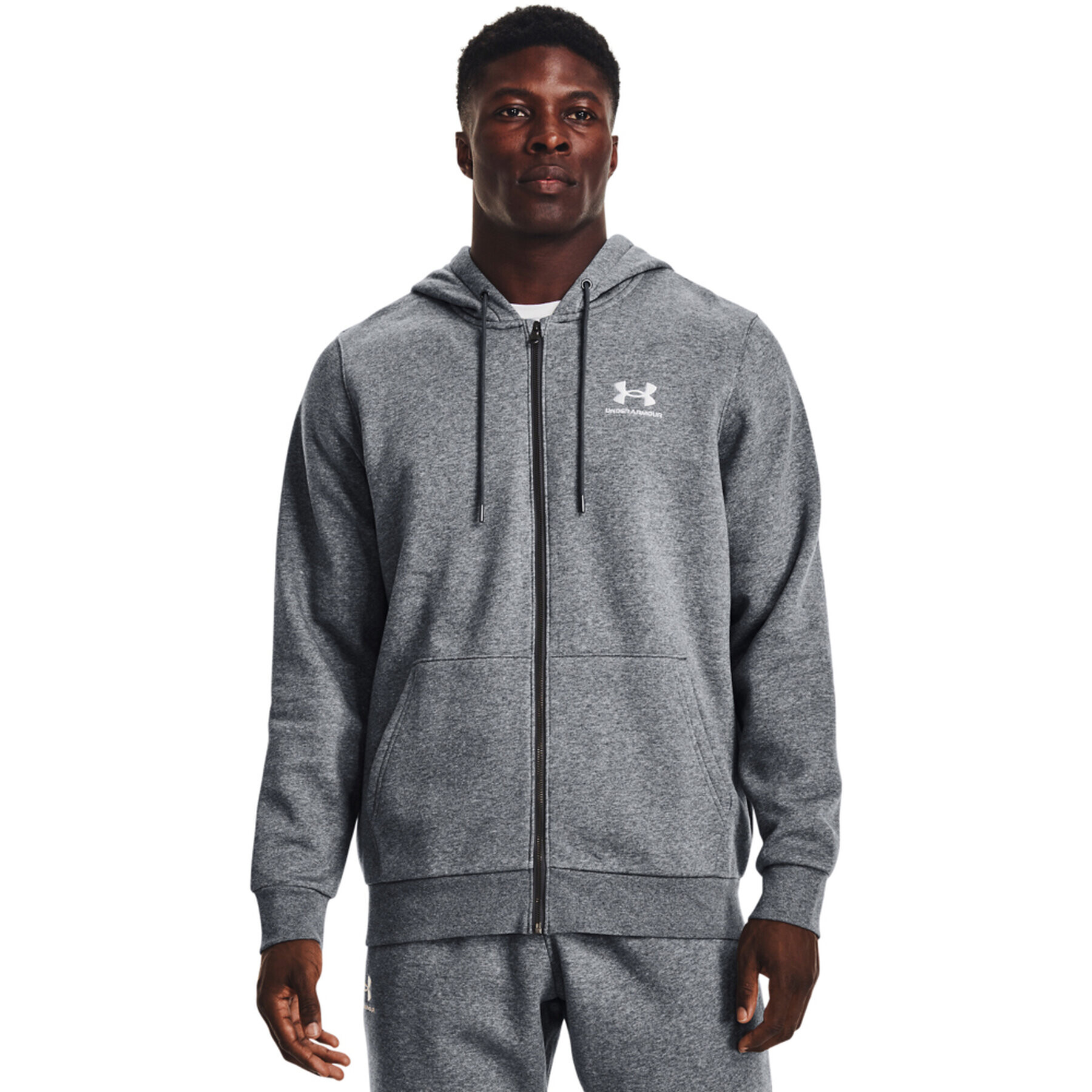 Under Armour Mikina UA Essential Fleece FZ Hood 1373881 Šedá Regular Fit - Pepit.cz