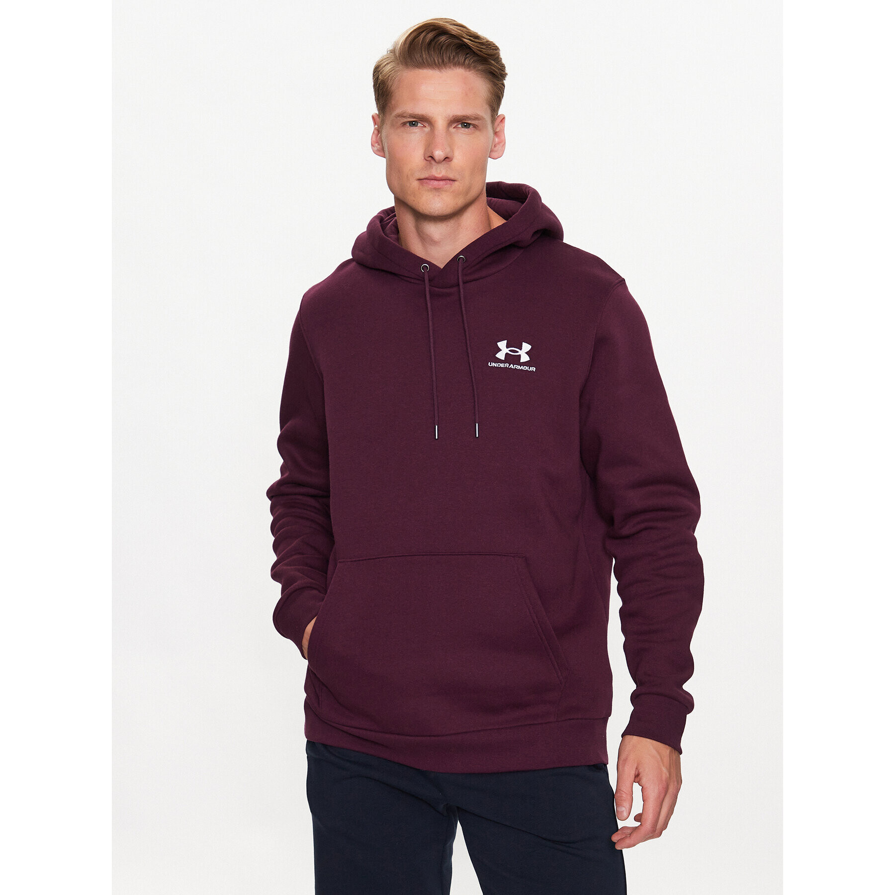 Under Armour Mikina UA Essential Fleece Hoodie 1373880 Bordó Regular Fit - Pepit.cz