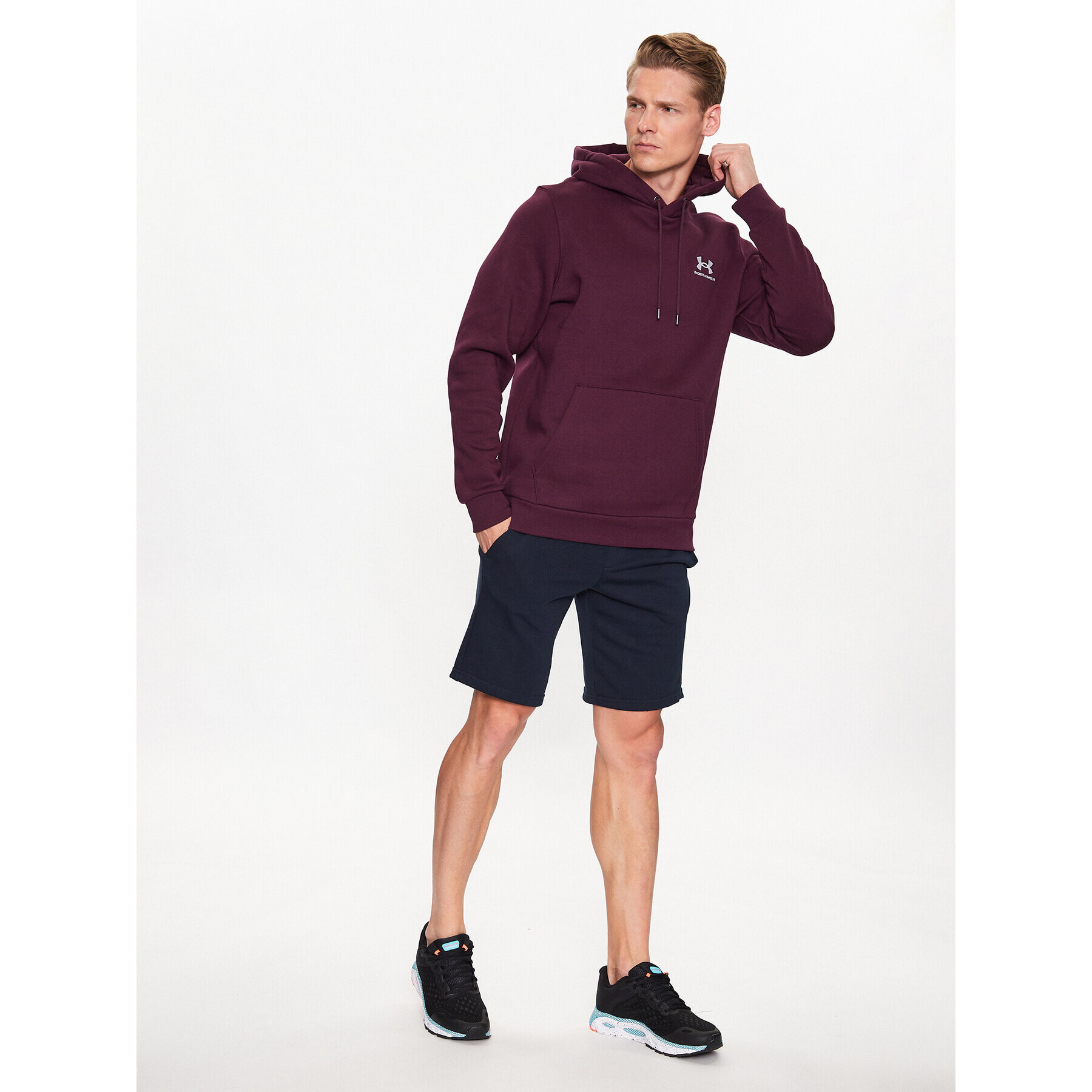 Under Armour Mikina UA Essential Fleece Hoodie 1373880 Bordó Regular Fit - Pepit.cz