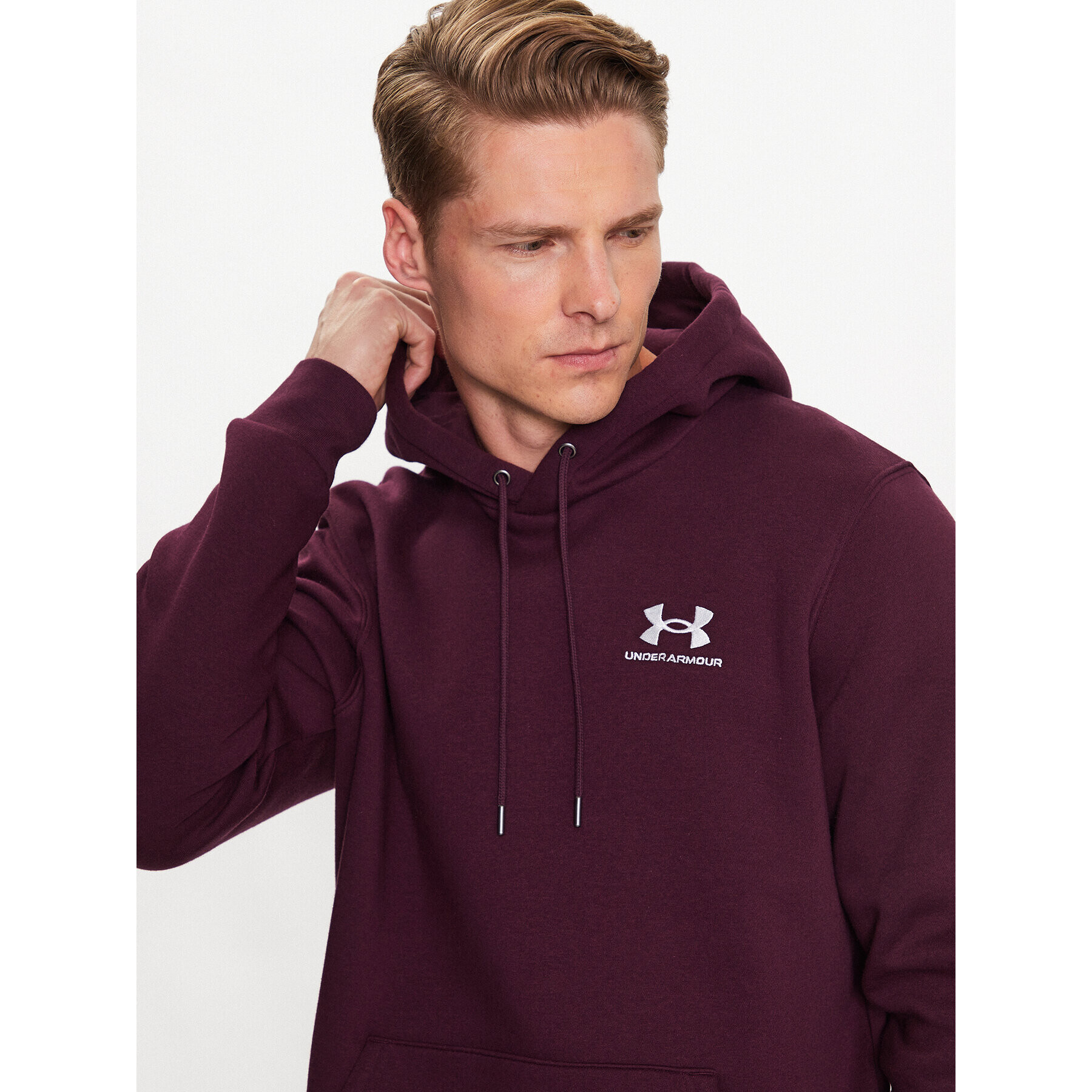 Under Armour Mikina UA Essential Fleece Hoodie 1373880 Bordó Regular Fit - Pepit.cz