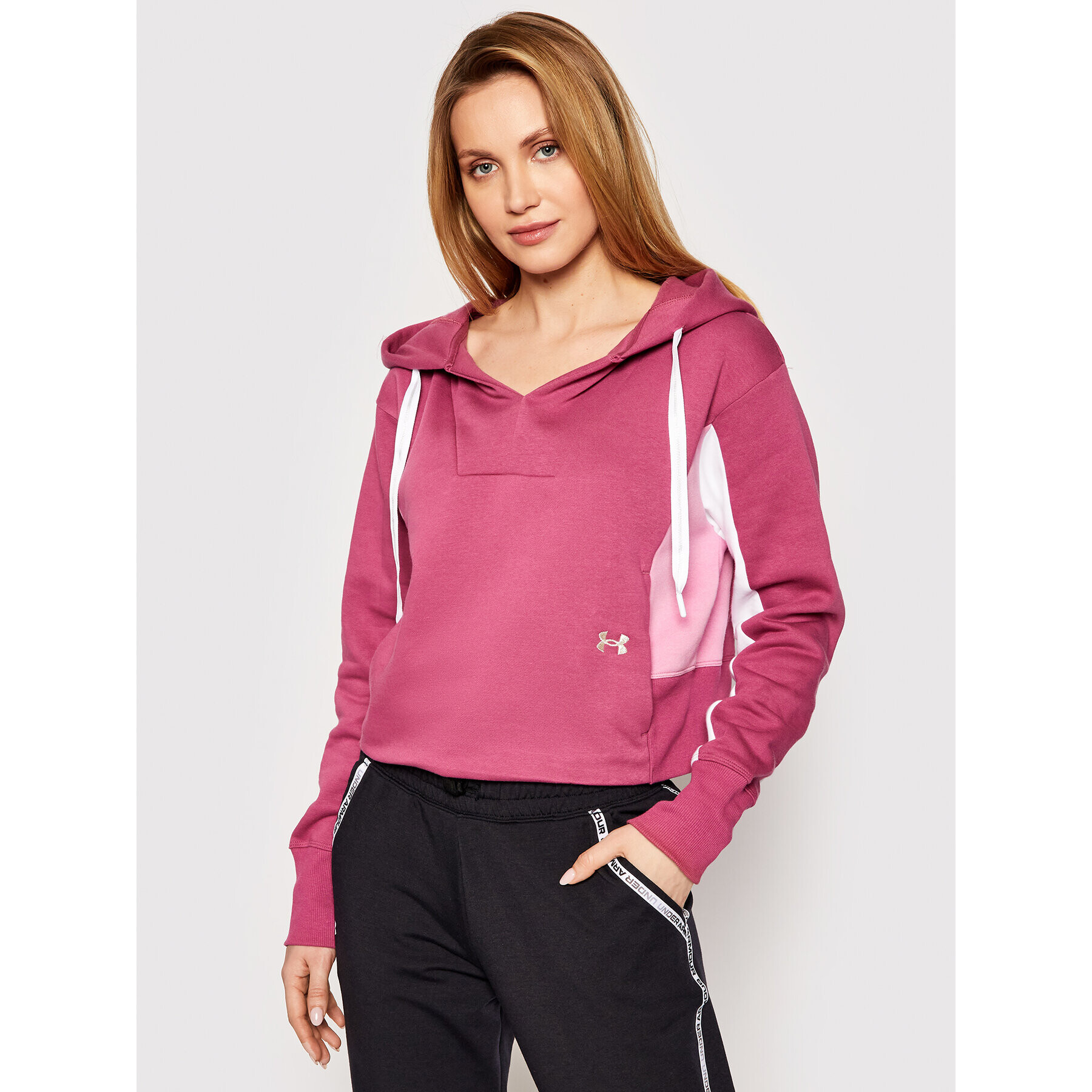 Under Armour Mikina UA Rival 1362421 Růžová Loose Fit - Pepit.cz