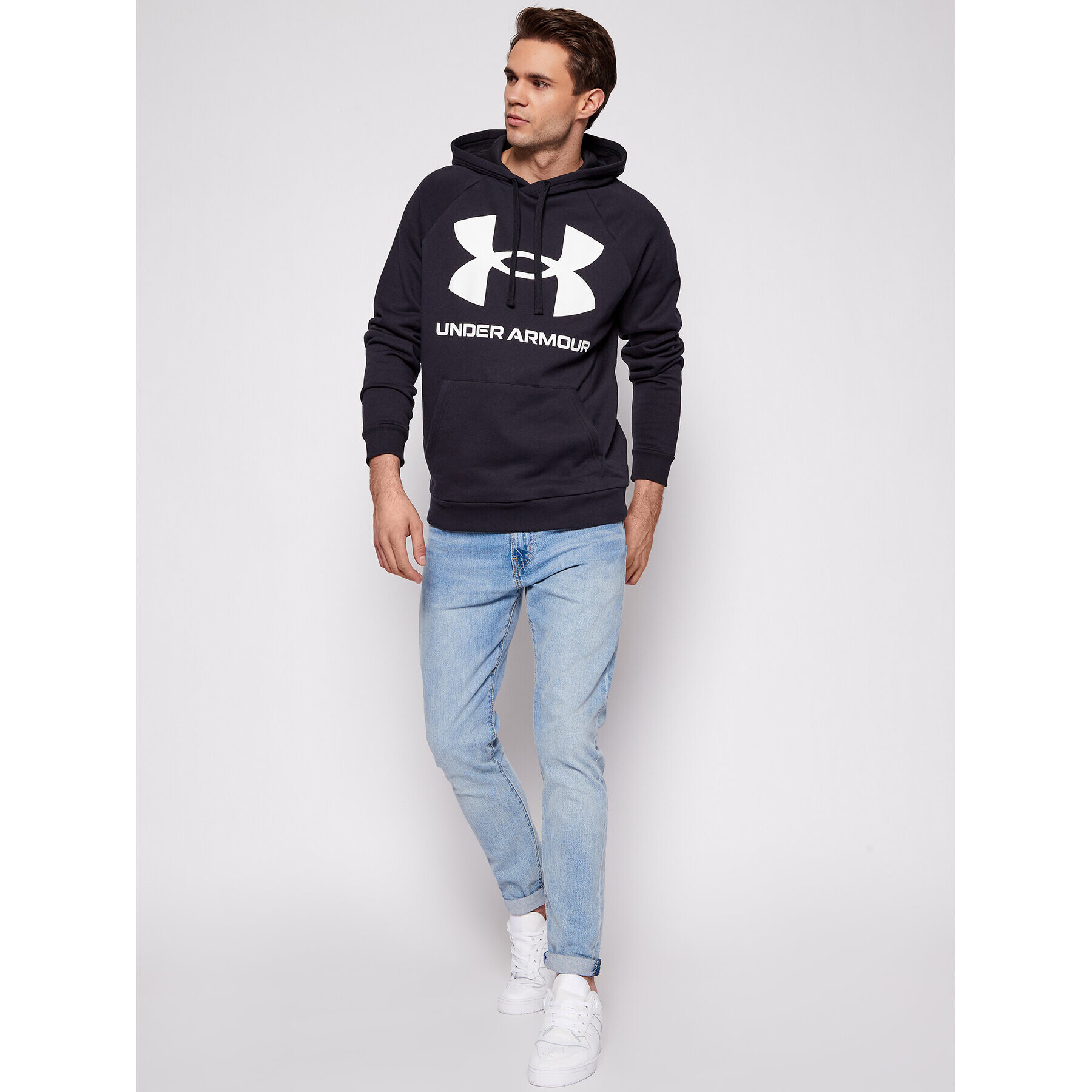 Under Armour Mikina Ua Rival Fleece Big Logo 1357093 Černá Loose Fit - Pepit.cz