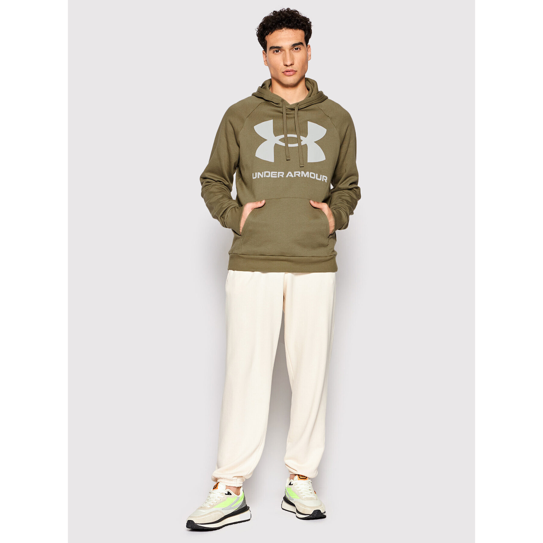 Under Armour Mikina Ua Rival Fleece Big Logo 1357093 Zelená Loose Fit - Pepit.cz