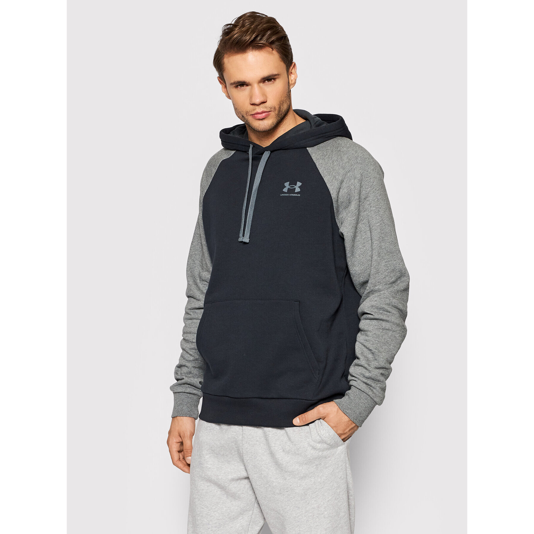 Under Armour Mikina Ua Rival Fleece Colorblock 1366357 Černá Loose Fit - Pepit.cz