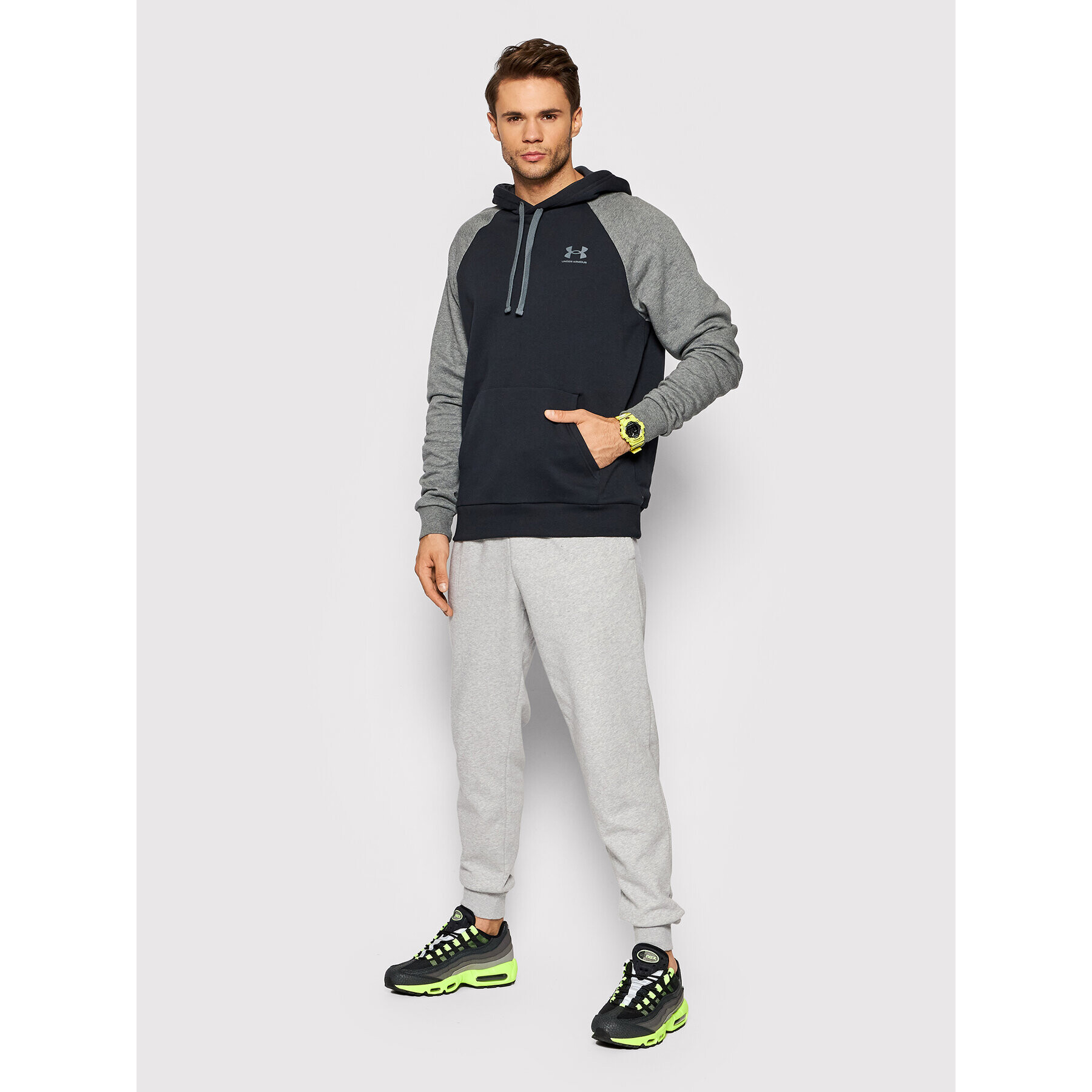 Under Armour Mikina Ua Rival Fleece Colorblock 1366357 Černá Loose Fit - Pepit.cz