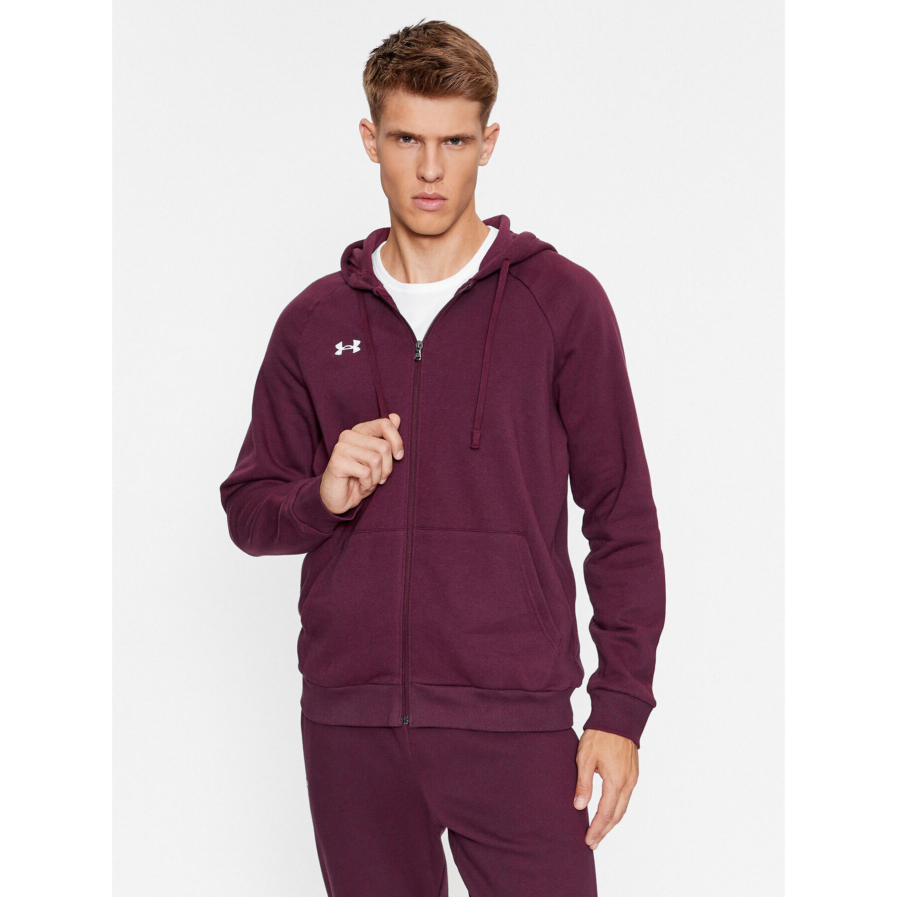 Under Armour Mikina Ua Rival Fleece Fz Hoodie 1379767 Bordó Loose Fit - Pepit.cz