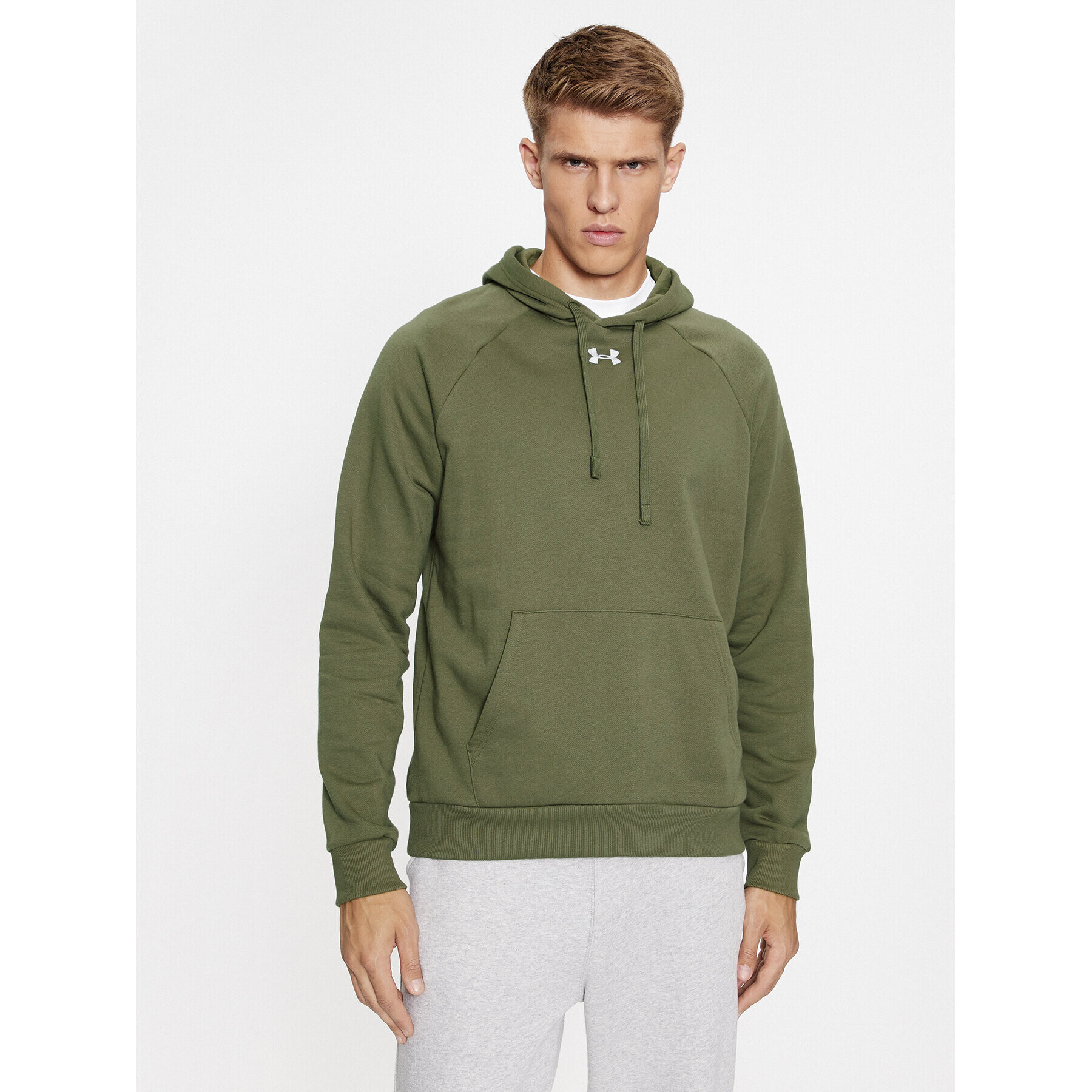 Under Armour Mikina Ua Rival Fleece Hoodie 1379757 Khaki Loose Fit - Pepit.cz