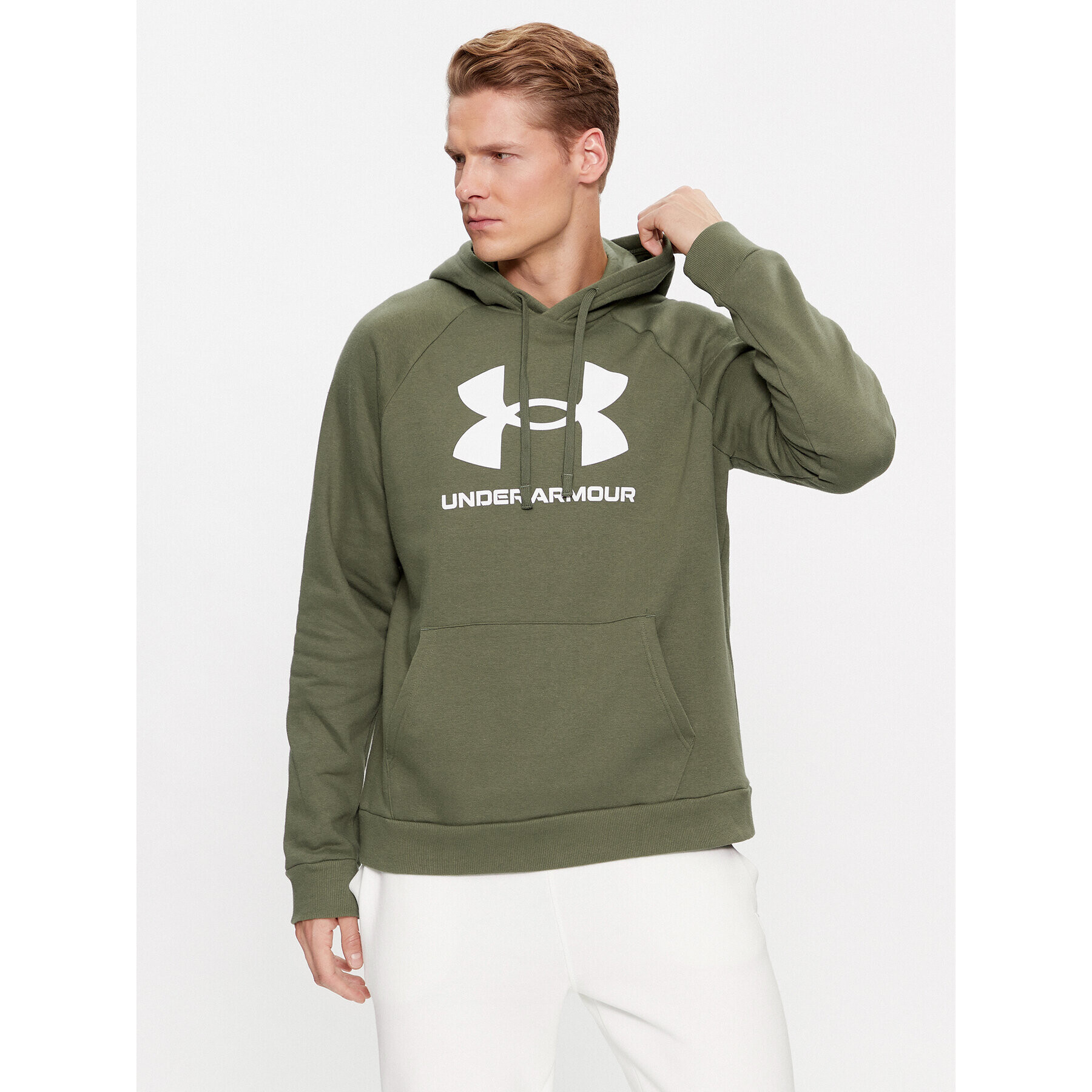 Under Armour Mikina Ua Rival Fleece Logo Hd 1379758 Khaki Loose Fit - Pepit.cz