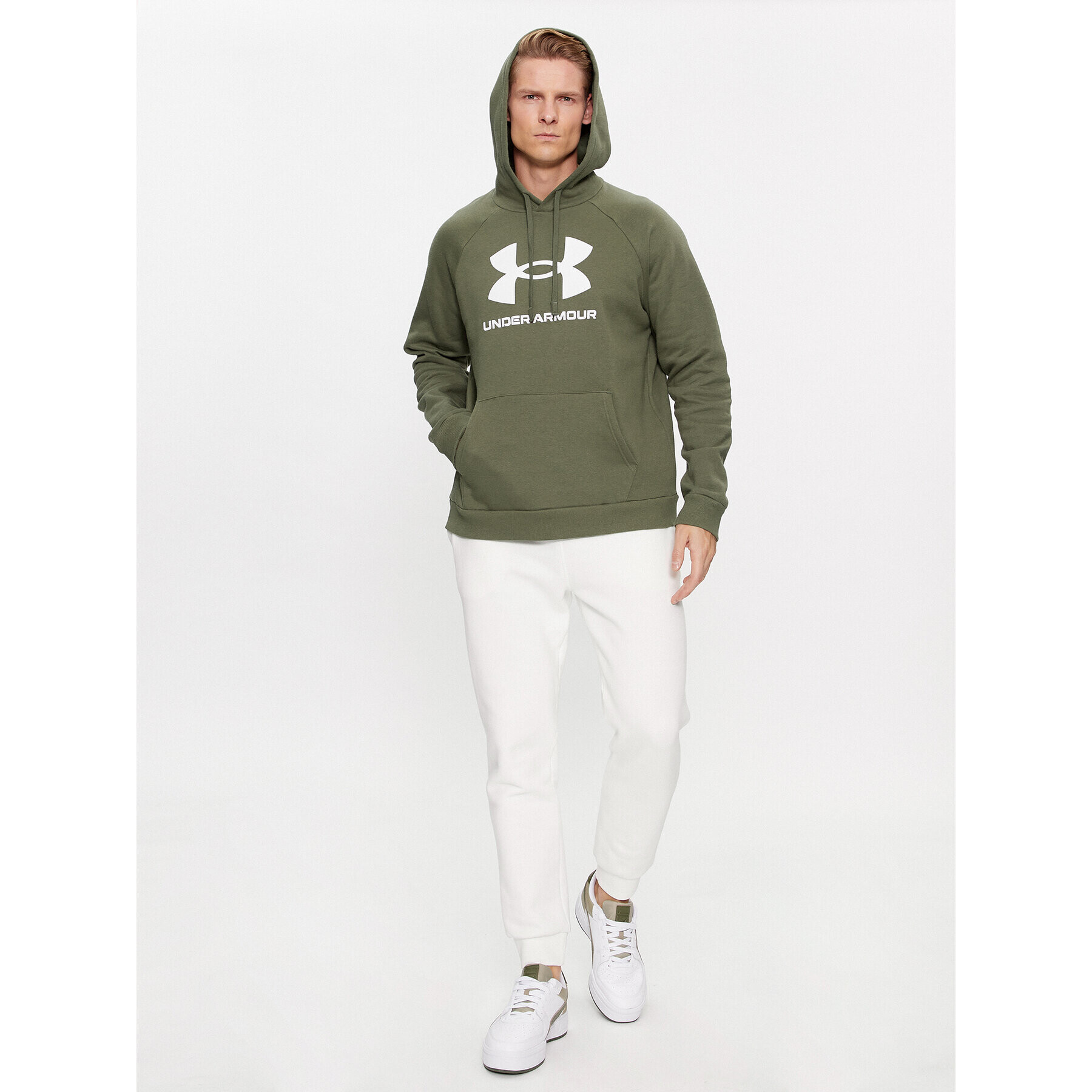 Under Armour Mikina Ua Rival Fleece Logo Hd 1379758 Khaki Loose Fit - Pepit.cz