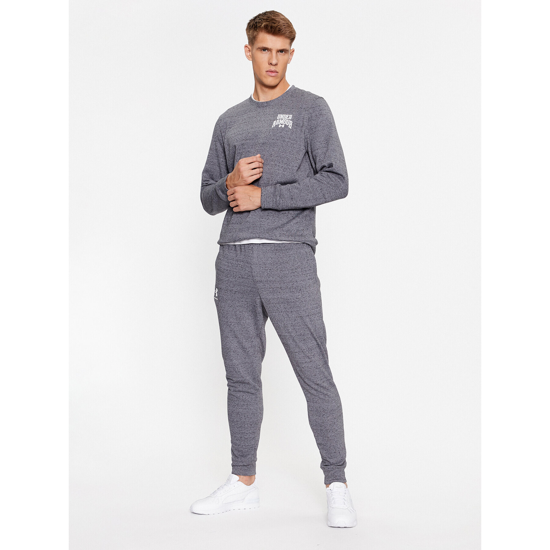 Under Armour Mikina Ua Rival Terry Graphic Crew 1379764 Šedá Loose Fit - Pepit.cz