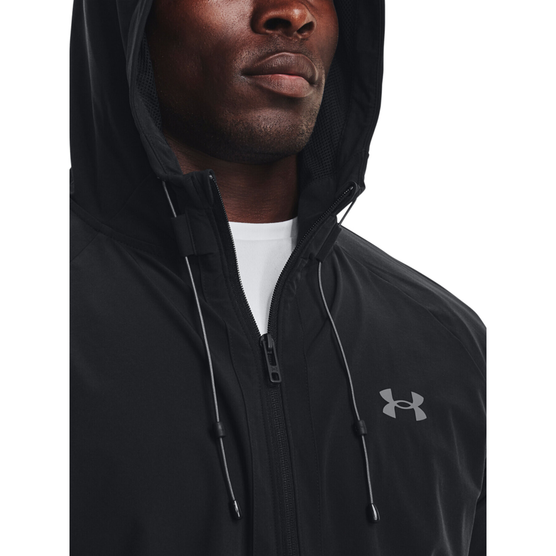 Under Armour Mikina UA Stretch Woven Windbreaker 1377171 Černá Regular Fit - Pepit.cz