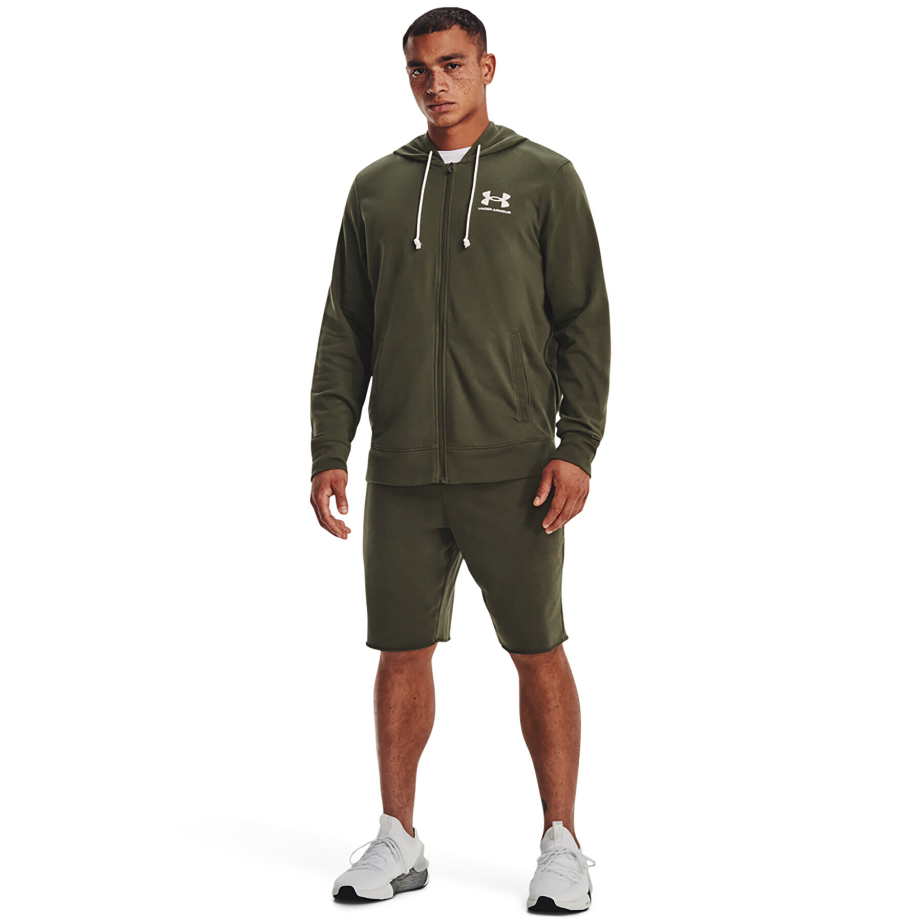 Under Armour Sportovní kraťasy UA RIVAL TERRY SHORT 1361631 Khaki Regular Fit - Pepit.cz