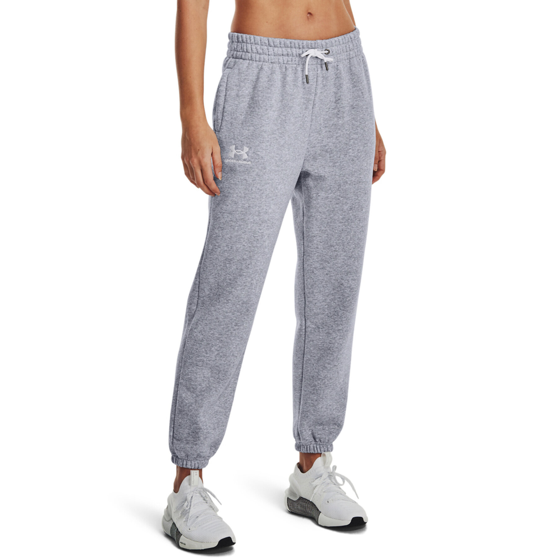 Under Armour Teplákové kalhoty Essential Fleece Joggers 1373034 Šedá Regular Fit - Pepit.cz