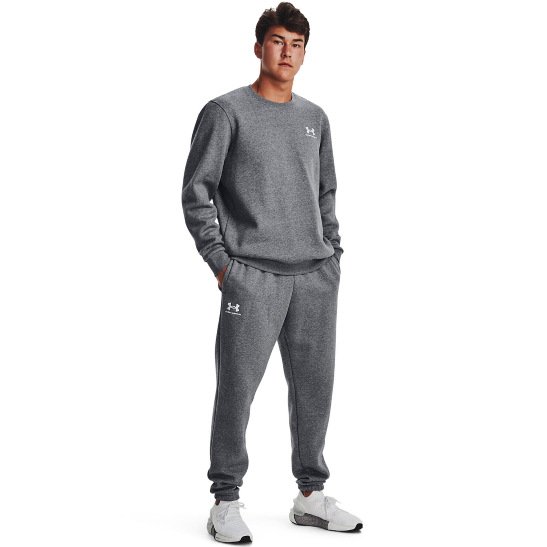 Under Armour Teplákové kalhoty UA Essential Fleece Jogger 1373882 Šedá Regular Fit - Pepit.cz