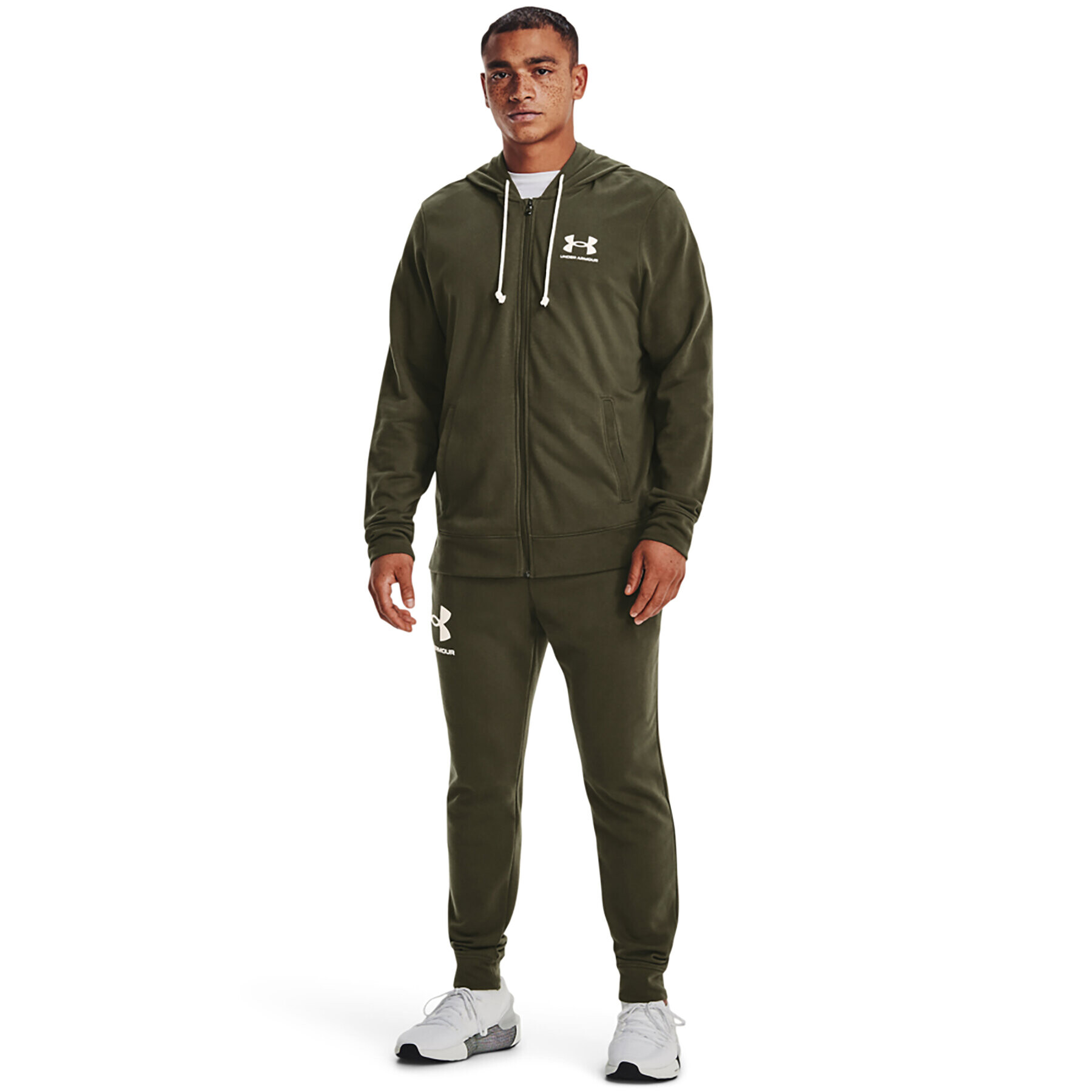 Under Armour Teplákové kalhoty UA Rival Terry Jogger 1361642 Khaki Regular Fit - Pepit.cz