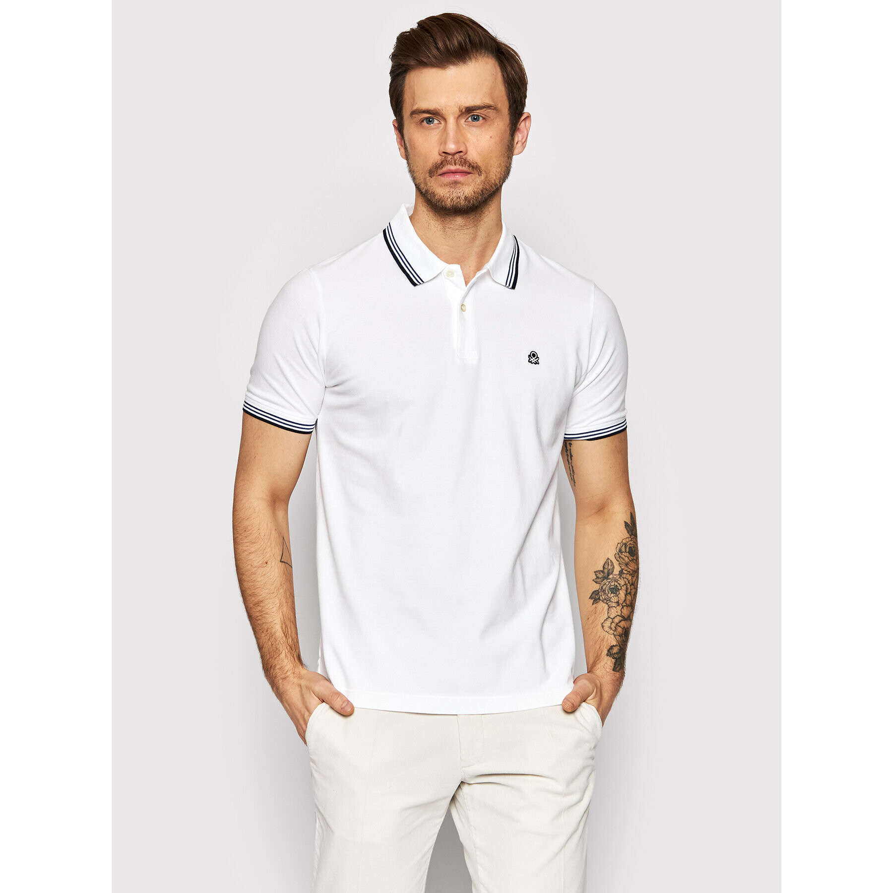 United Colors Of Benetton Polokošile 3WG9J3181 Bílá Regular Fit - Pepit.cz