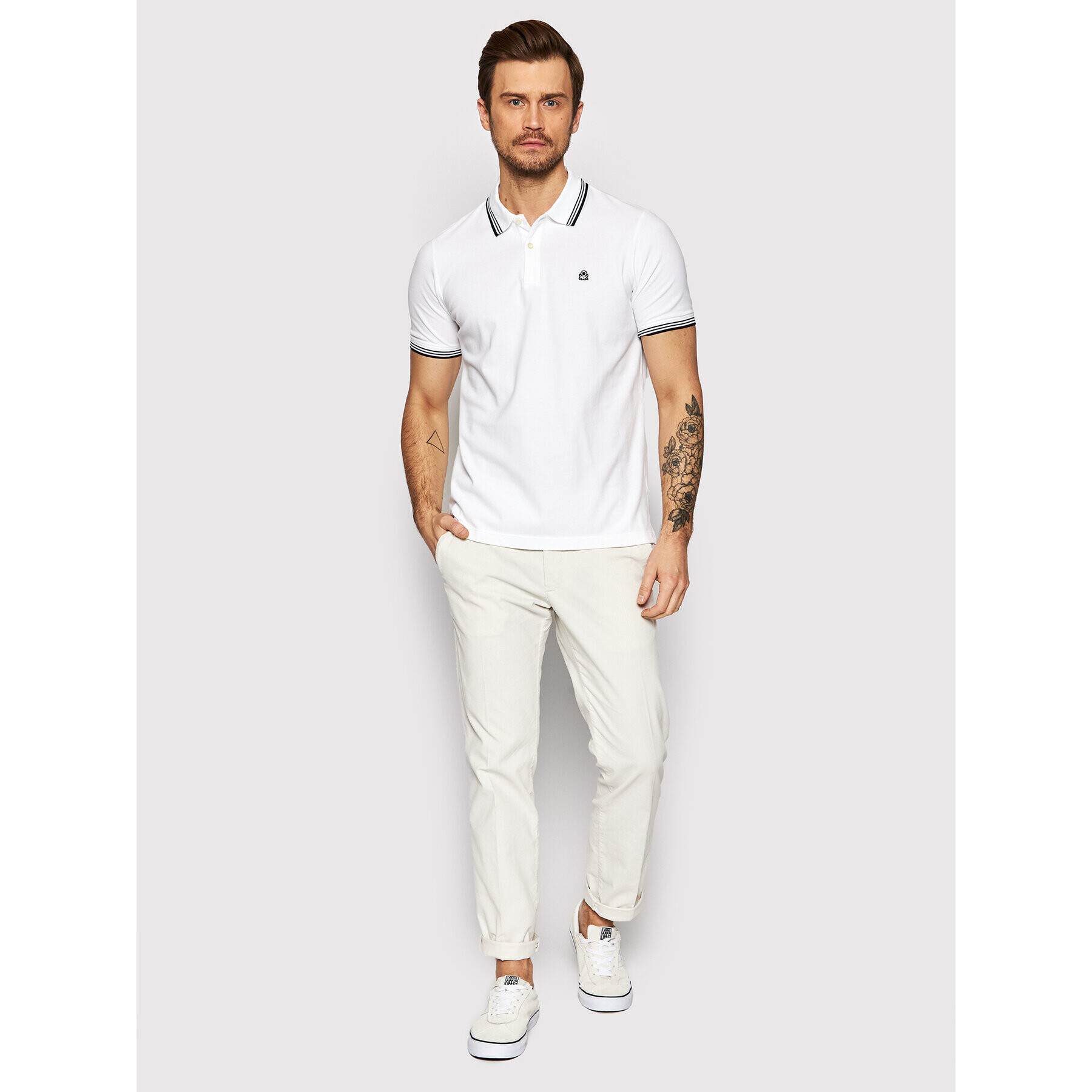 United Colors Of Benetton Polokošile 3WG9J3181 Bílá Regular Fit - Pepit.cz