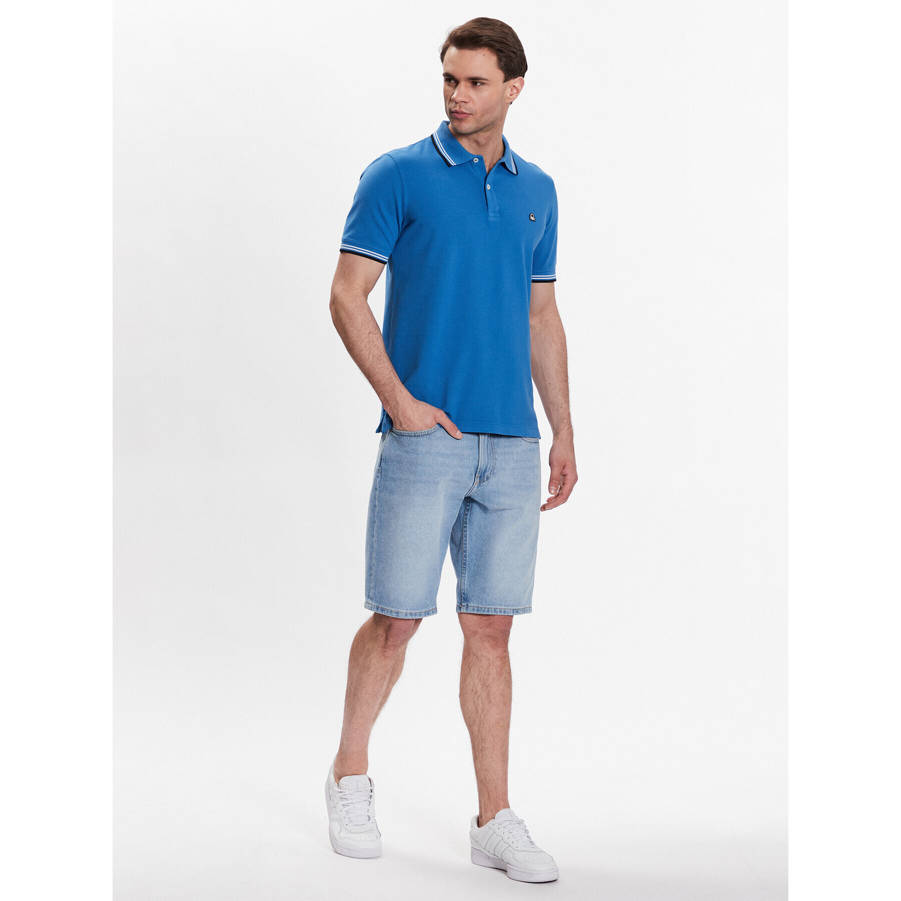 United Colors Of Benetton Polokošile 3WG9J3181 Modrá Regular Fit - Pepit.cz