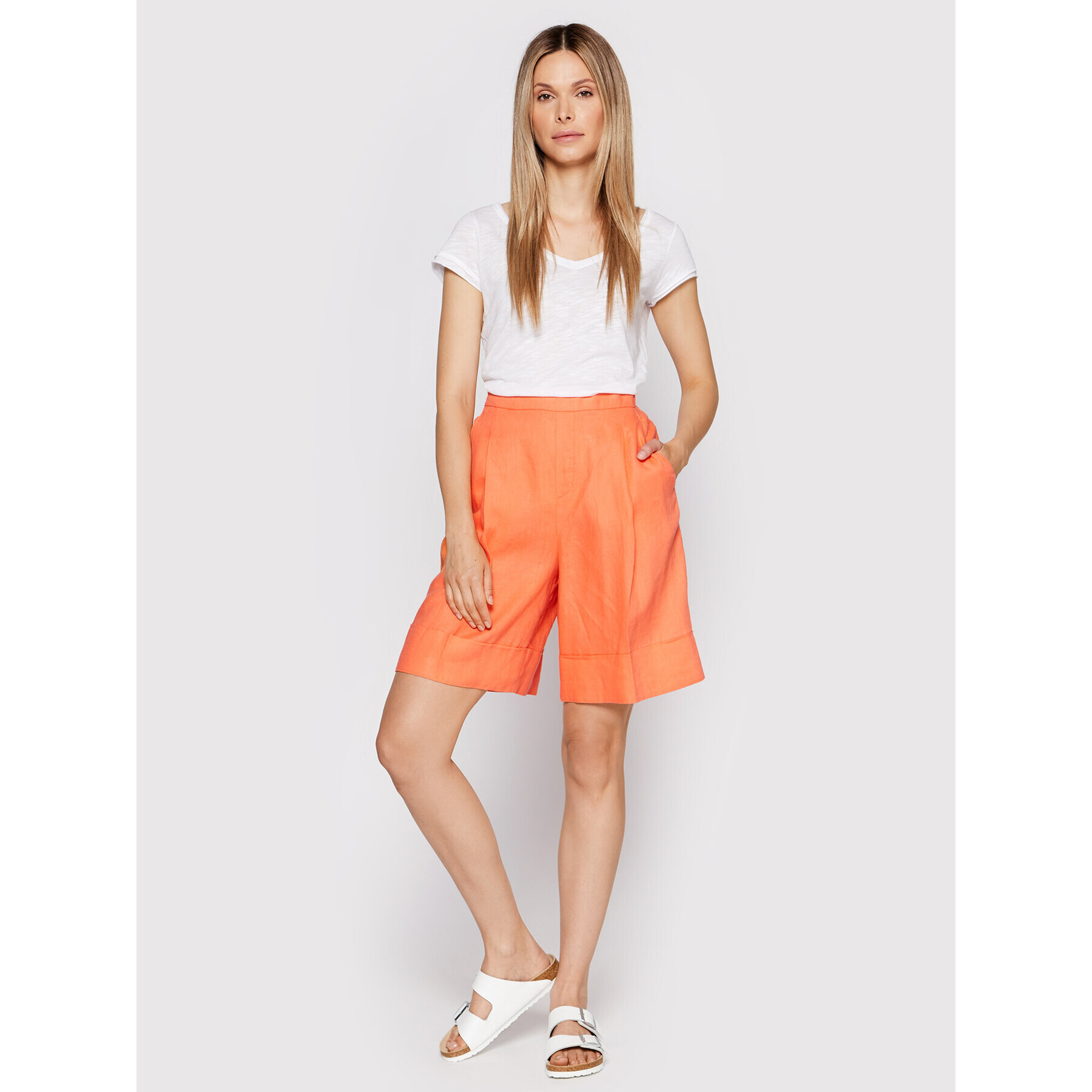 United Colors Of Benetton Šortky z materiálu 4AGHD900D Oranžová Relaxed Fit - Pepit.cz