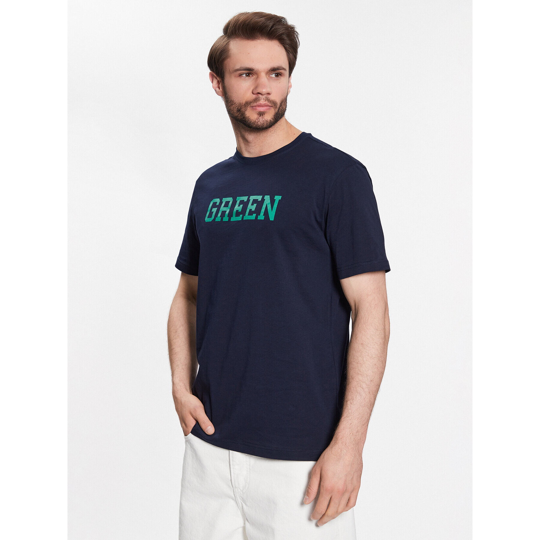 United Colors Of Benetton T-Shirt 3096U105L Tmavomodrá Regular Fit - Pepit.cz