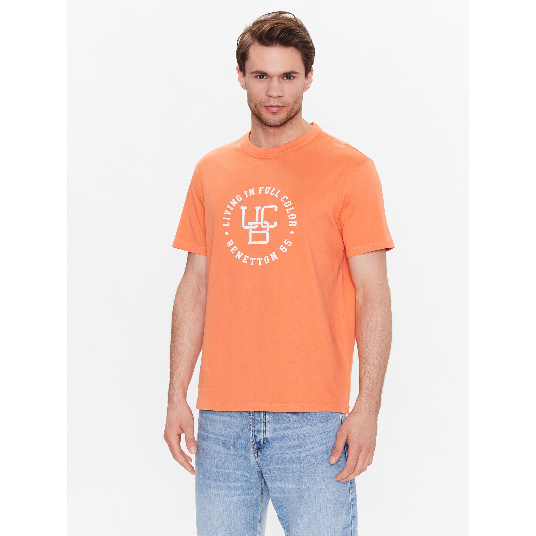 United Colors Of Benetton T-Shirt 3YR3U1050 Oranžová Regular Fit - Pepit.cz