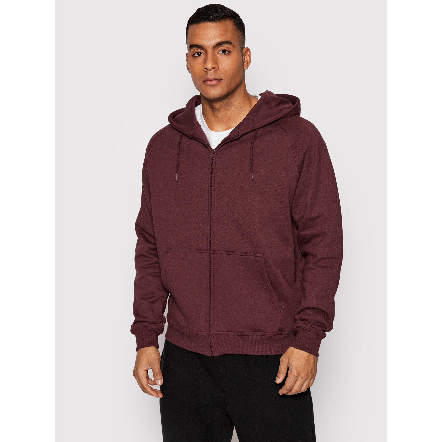 Urban Classics Mikina Zip TB014C Bordó Regular Fit - Pepit.cz