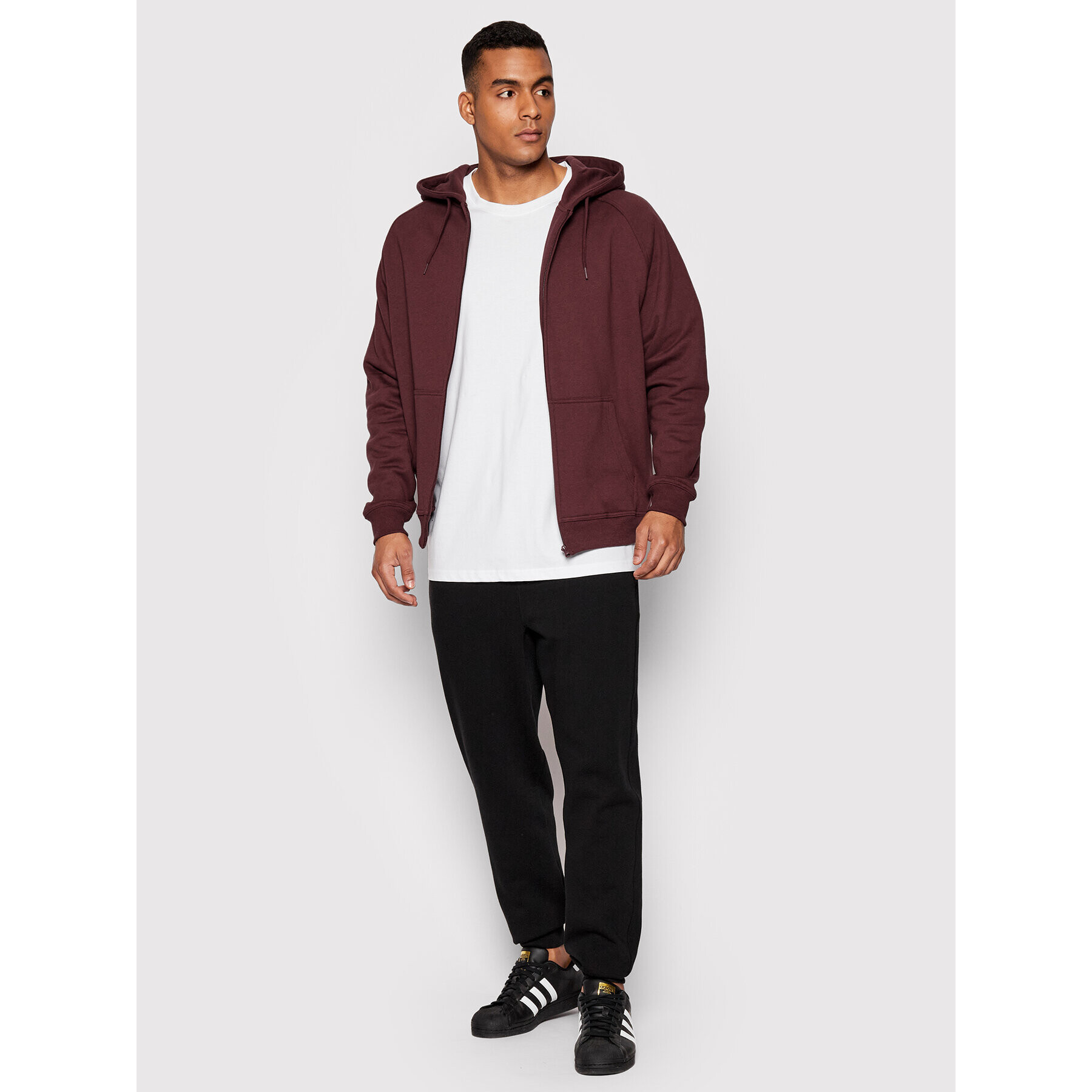 Urban Classics Mikina Zip TB014C Bordó Regular Fit - Pepit.cz