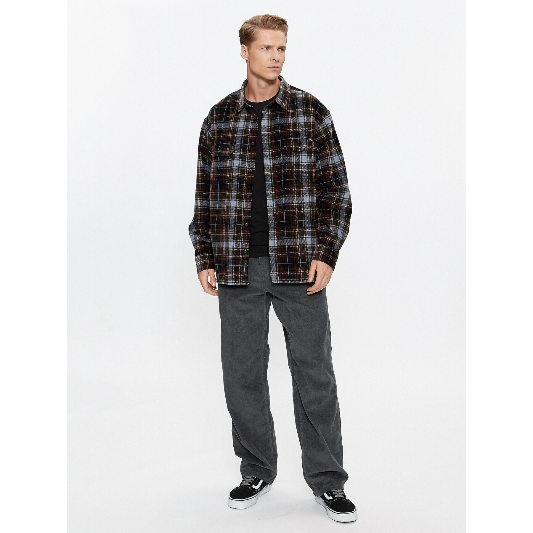 Vans Kalhoty z materiálu Drill Chore Loose Carpenter Cord Pant VN0008NB1O71 Šedá Loose Fit - Pepit.cz