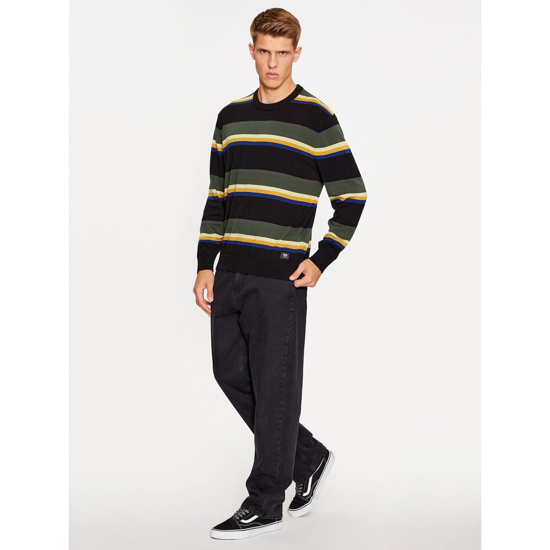 Vans Mikina Tacuba Stripe Crew Sweater VN000F50CM31 Černá Regular Fit - Pepit.cz