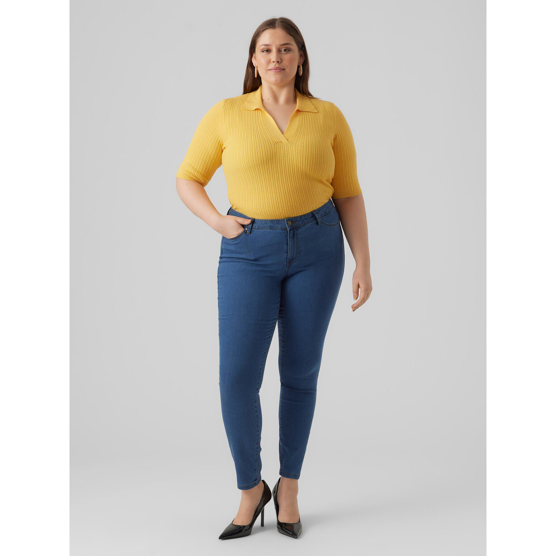 Vero Moda Curve Jeansy Rudy 10287062 Modrá Slim Fit - Pepit.cz