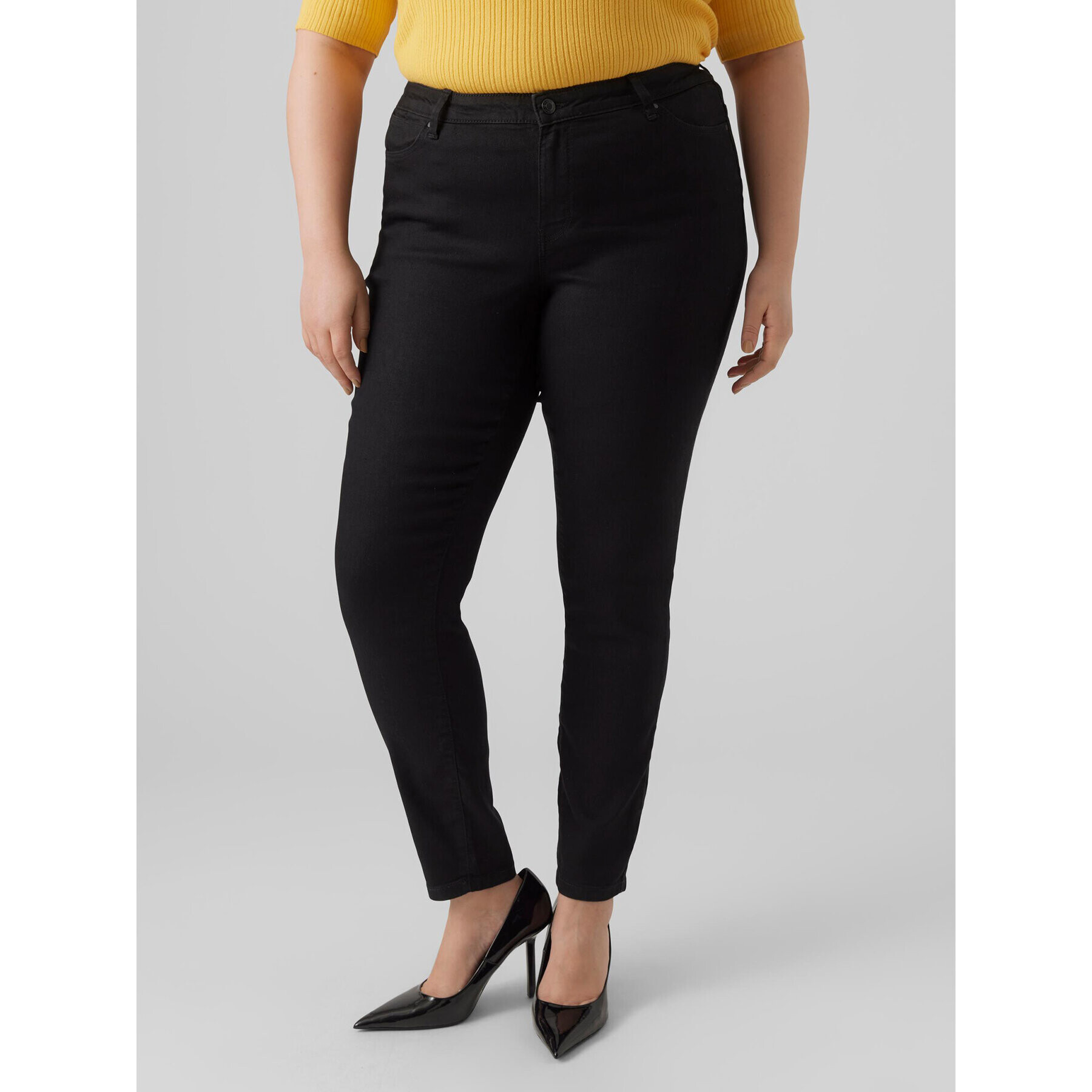 Vero Moda Curve Jeansy Rudy 10287063 Černá Slim Fit - Pepit.cz