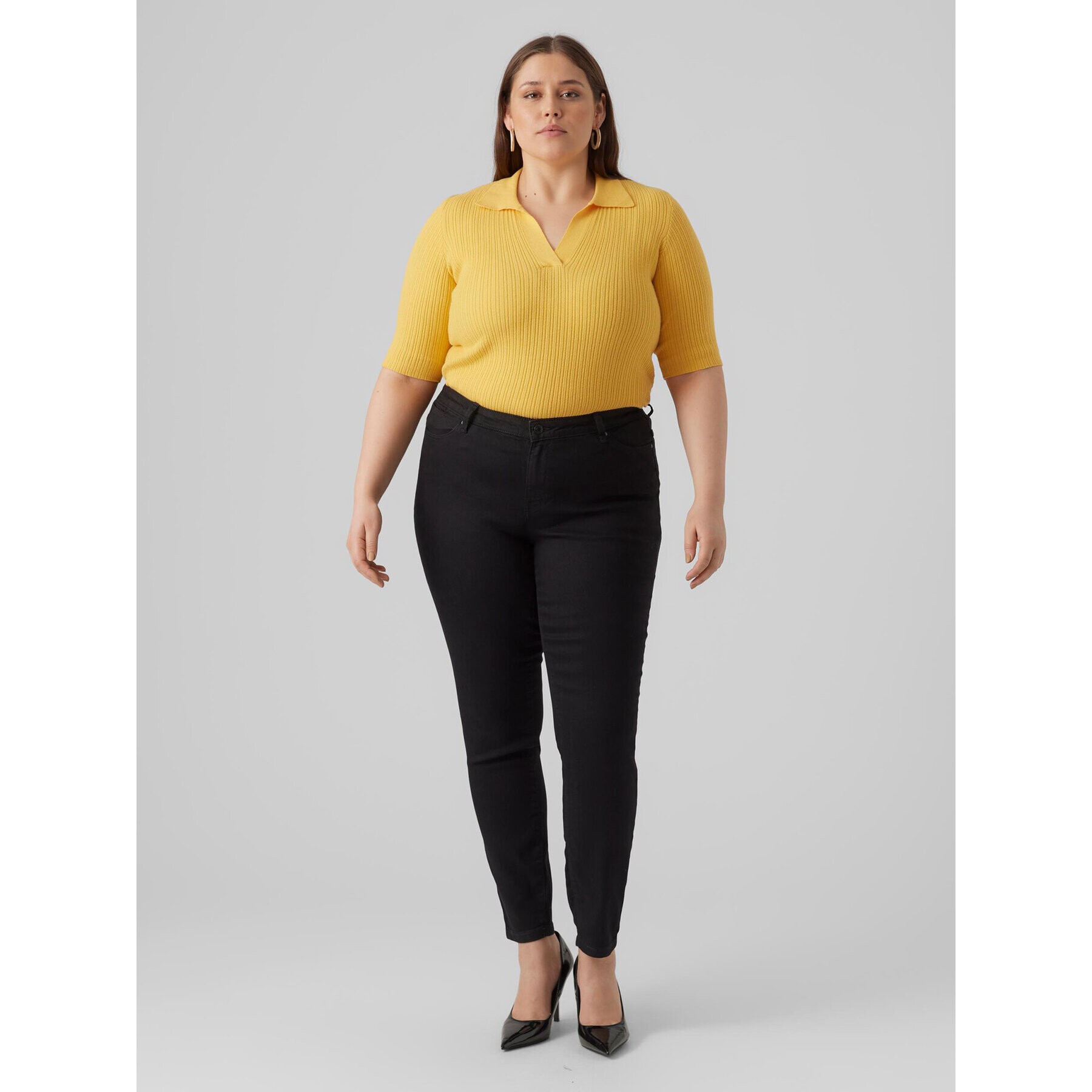 Vero Moda Curve Jeansy Rudy 10287063 Černá Slim Fit - Pepit.cz