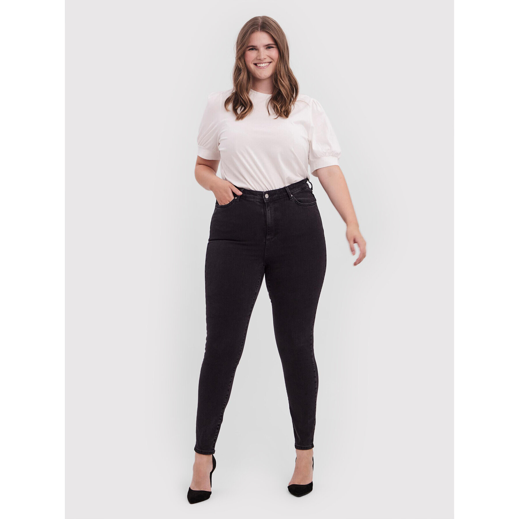 Vero Moda Curve Jeansy Sophia 10256520 Černá Skinny Fit - Pepit.cz