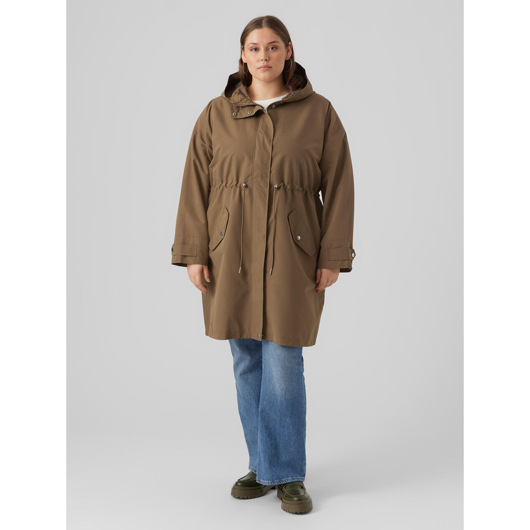 Vero Moda Curve Kabát pro přechodné období 10287156 Hnědá Regular Fit - Pepit.cz