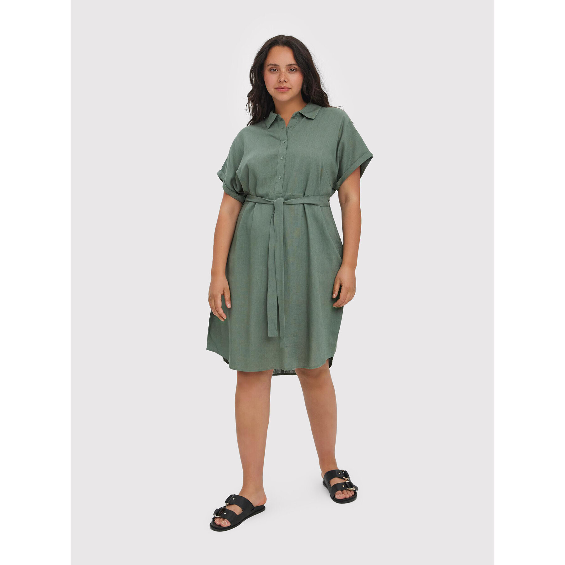 Vero Moda Curve Každodenní šaty Lailah 10266754 Zelená Regular Fit - Pepit.cz