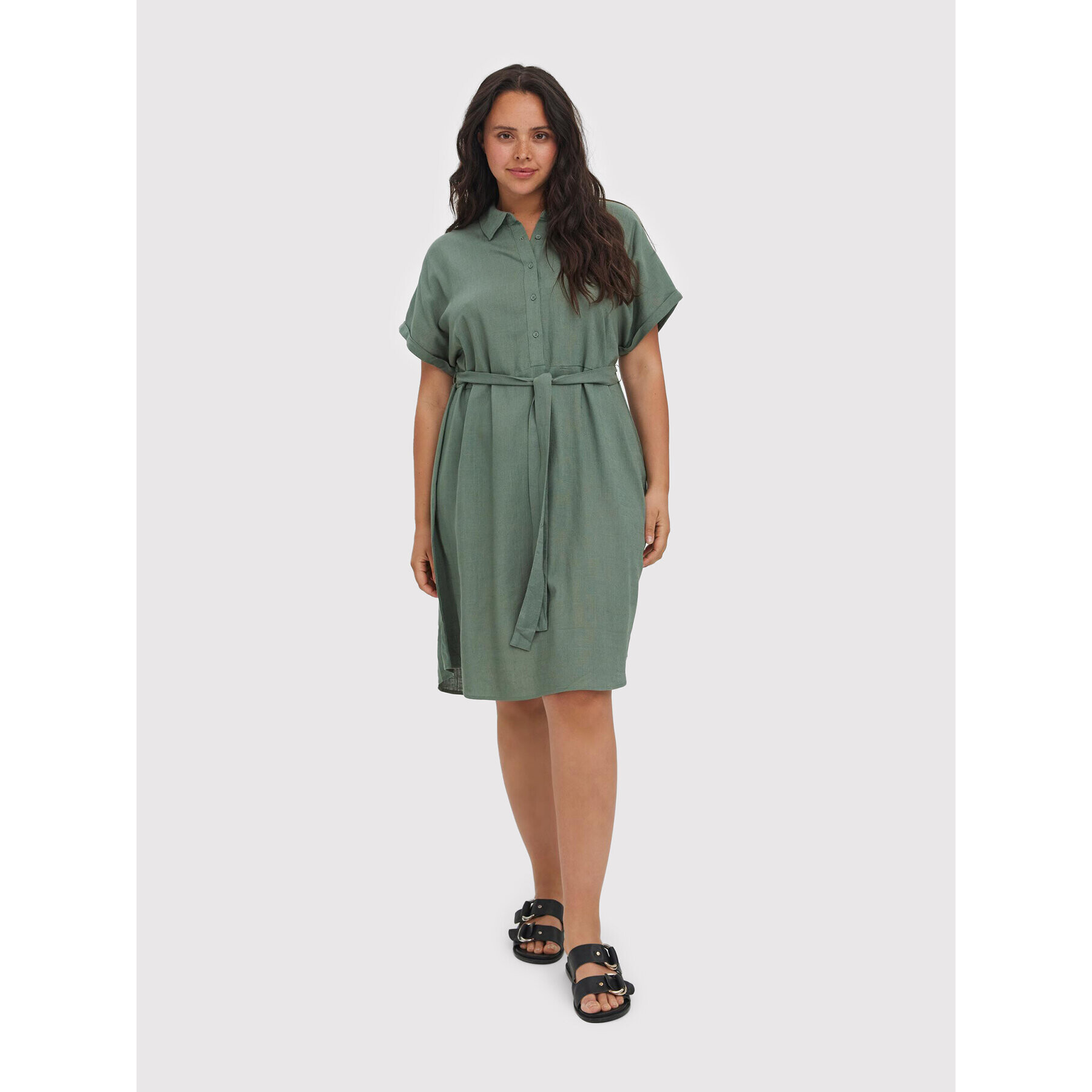 Vero Moda Curve Každodenní šaty Lailah 10266754 Zelená Regular Fit - Pepit.cz