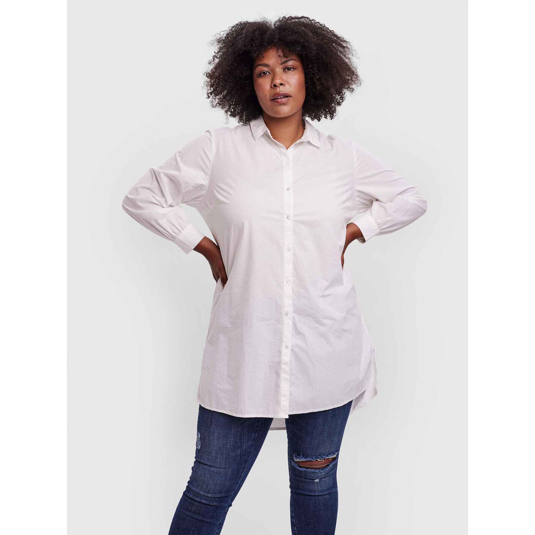 Vero Moda Curve Košile Bente 10259019 Bílá Loose Fit - Pepit.cz