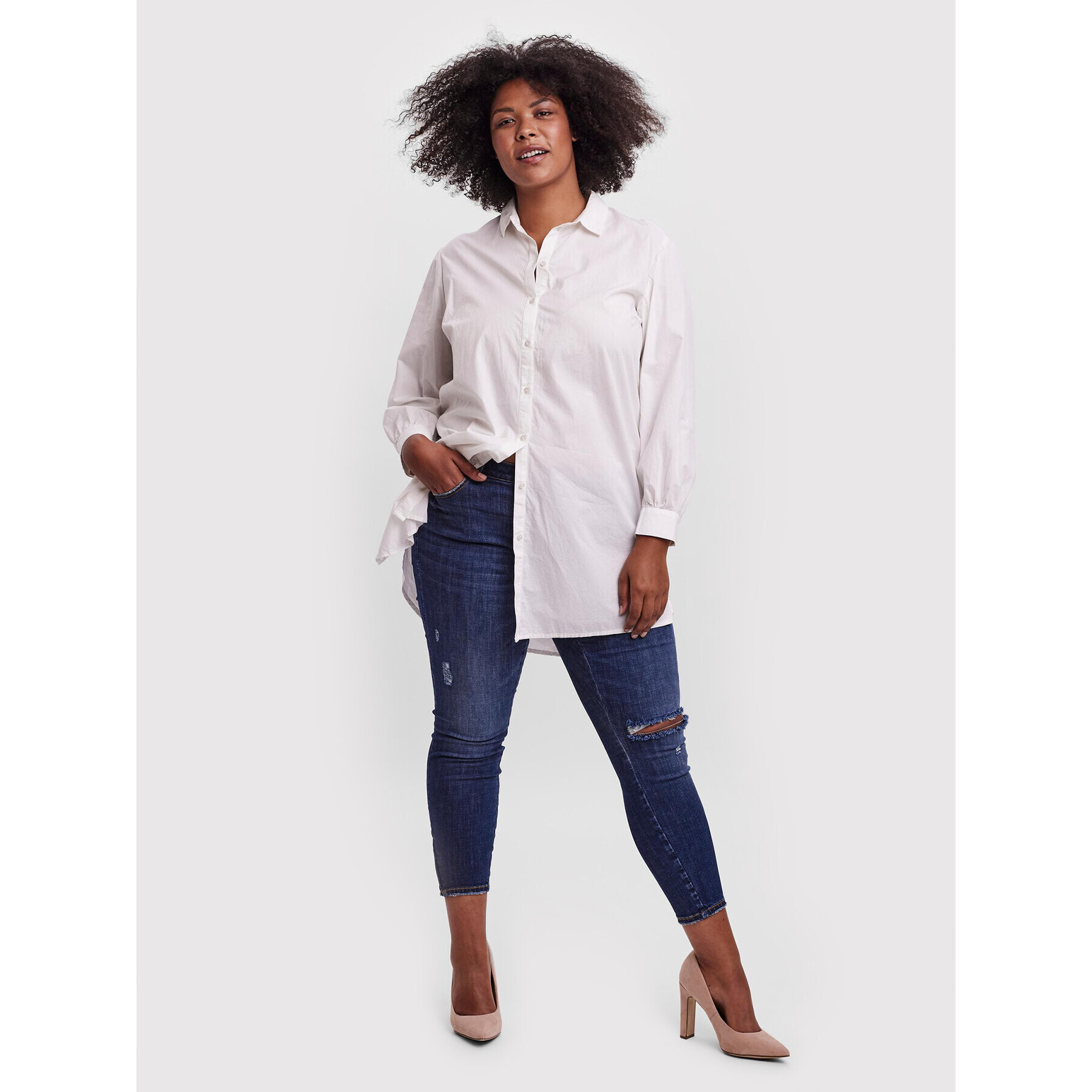 Vero Moda Curve Košile Bente 10259019 Bílá Loose Fit - Pepit.cz