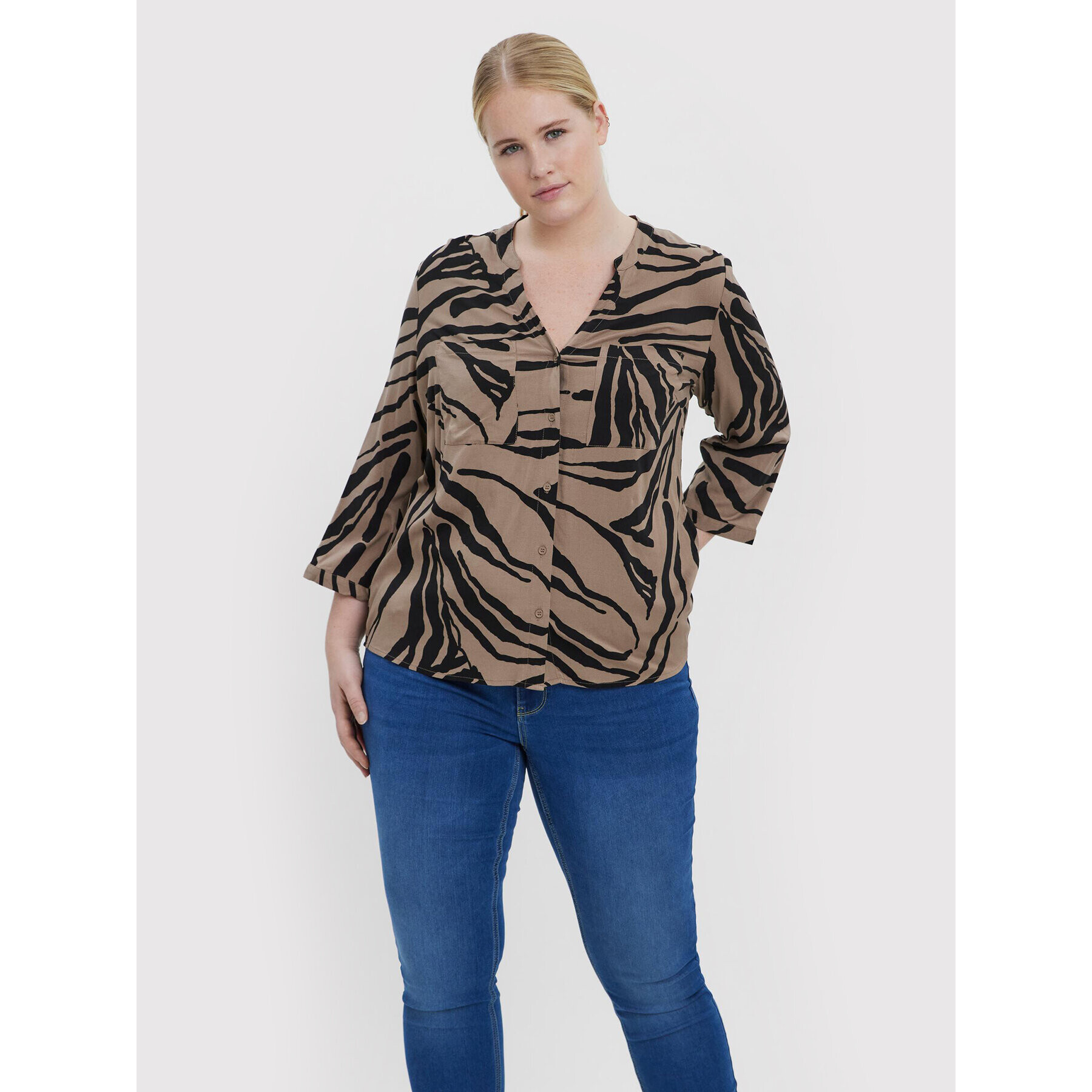 Vero Moda Curve Košile Zee 10257512 Hnědá Regular Fit - Pepit.cz