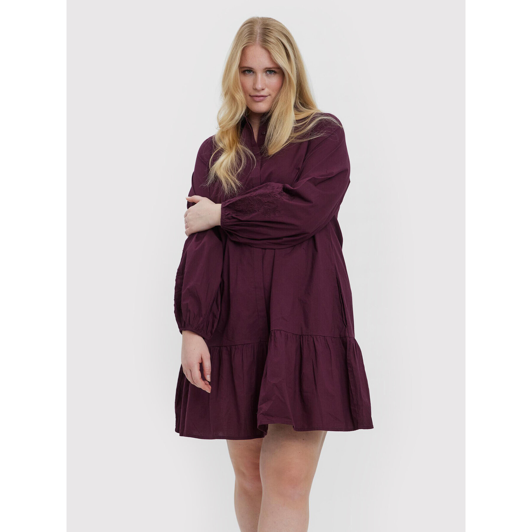 Vero Moda Curve Košilové šaty Abby 10252780 Bordó Regular Fit - Pepit.cz