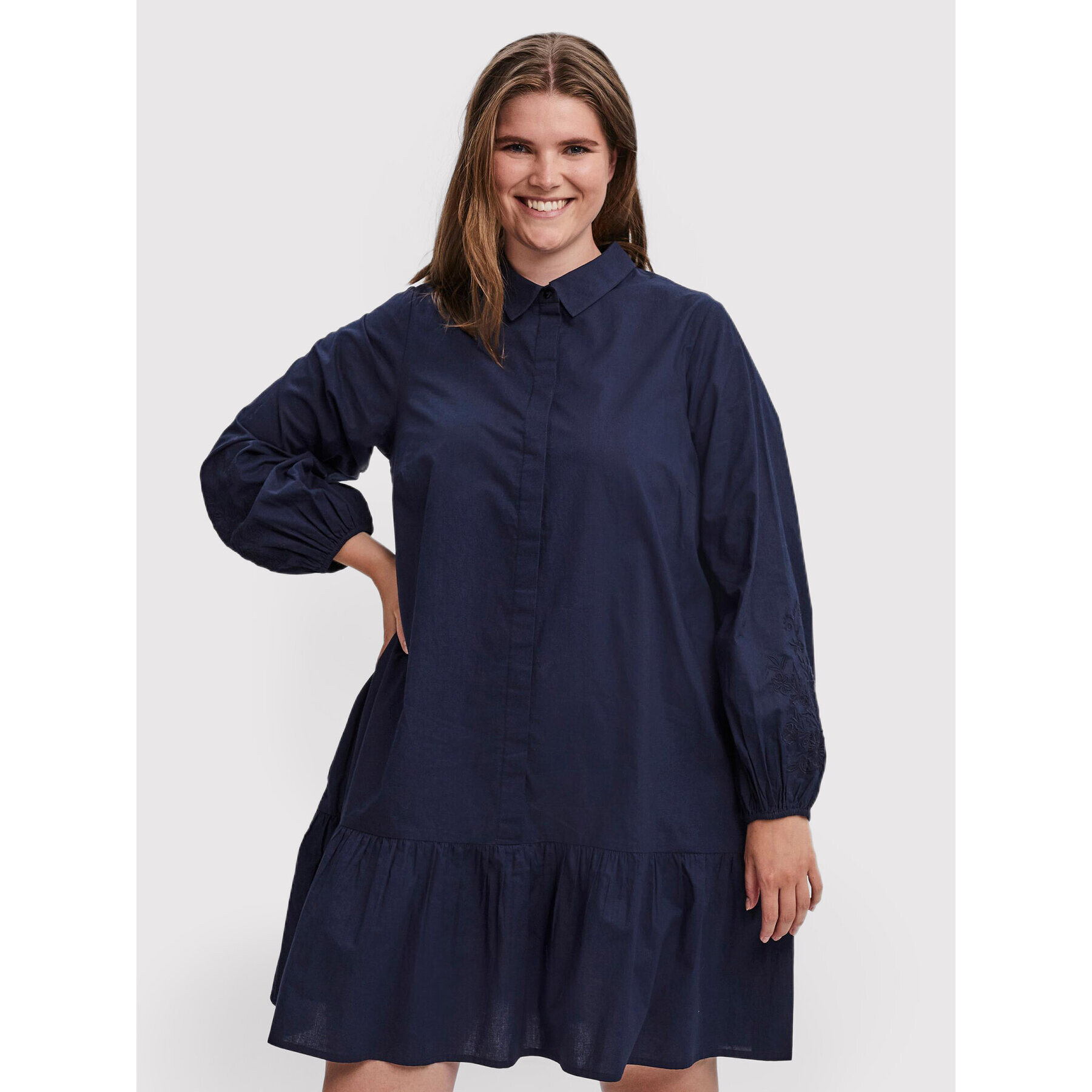 Vero Moda Curve Košilové šaty Abby 10252780 Tmavomodrá Regular Fit - Pepit.cz